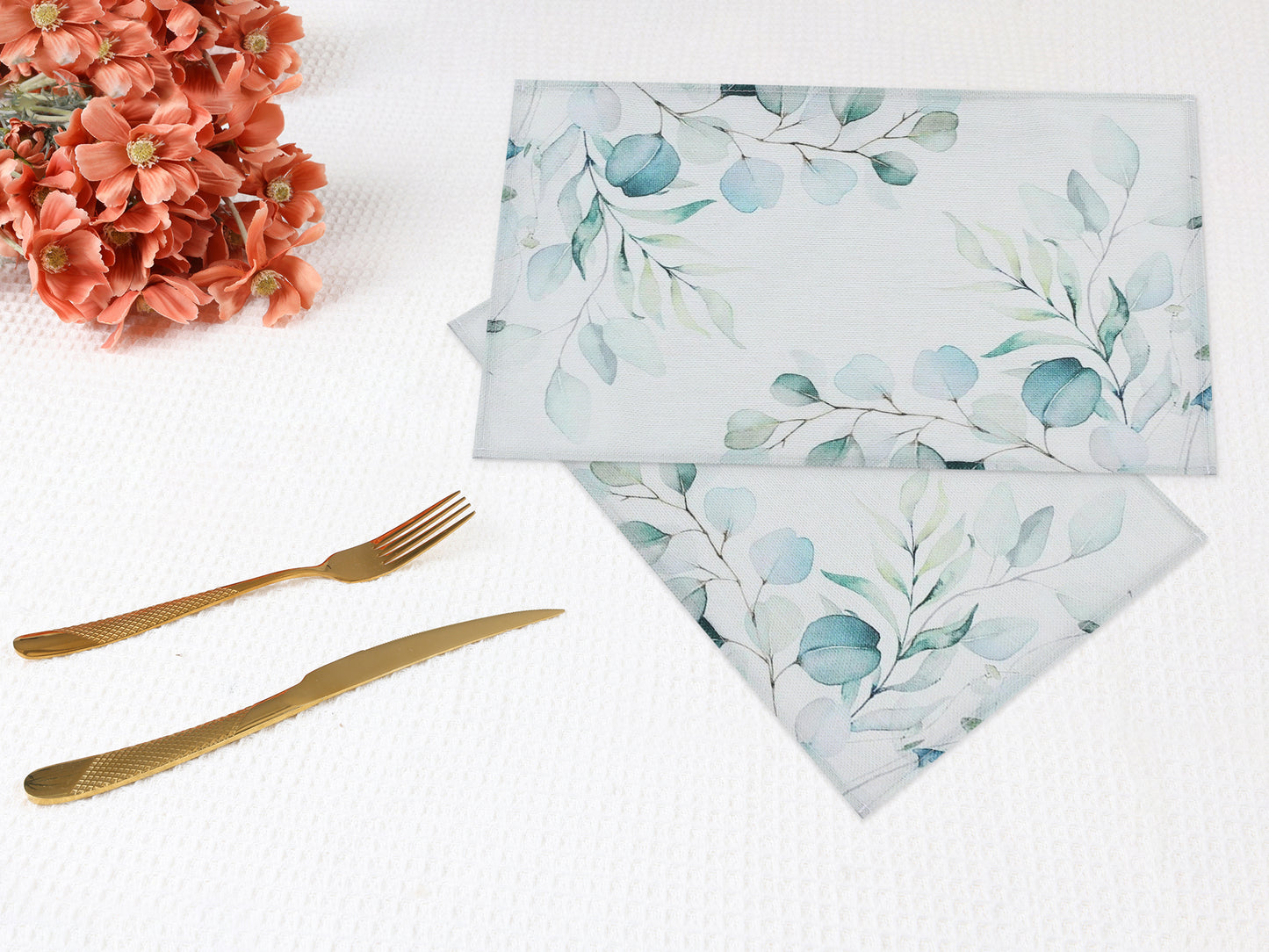 Farmhouse Leaf Placemats Set of 6 Linen for Dining Table Decor Washable Wipe Clean 18*12in