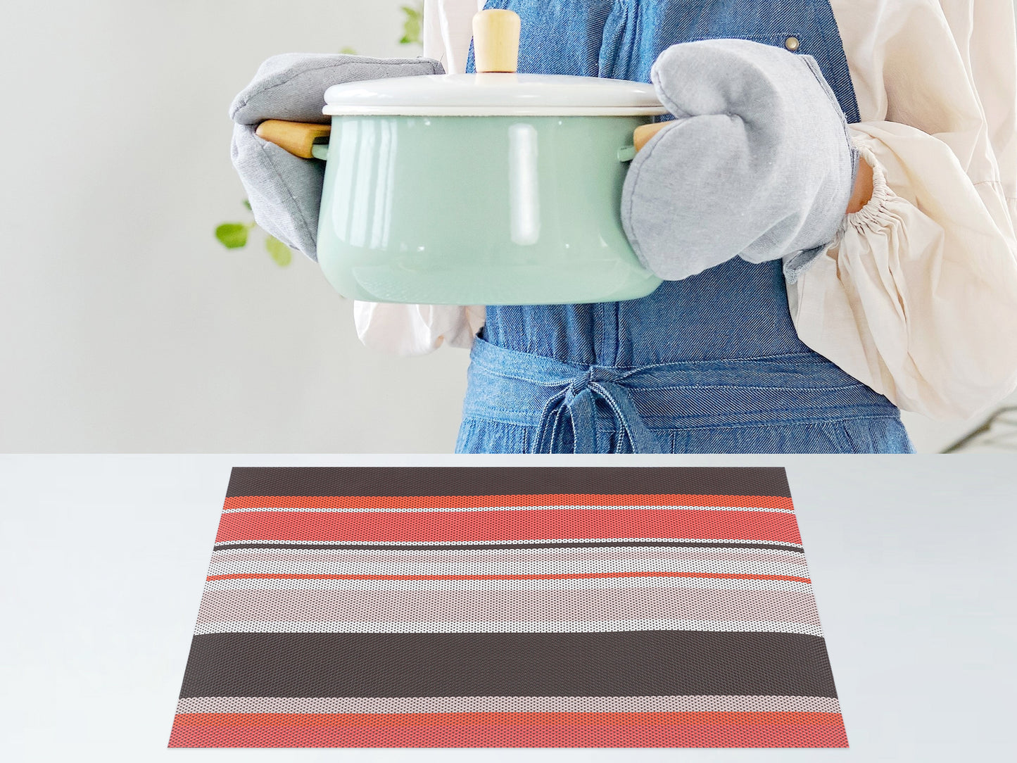 Morden Placemats Set of 6 PVC for Dining Table Decor Wipe Clean 18*12in