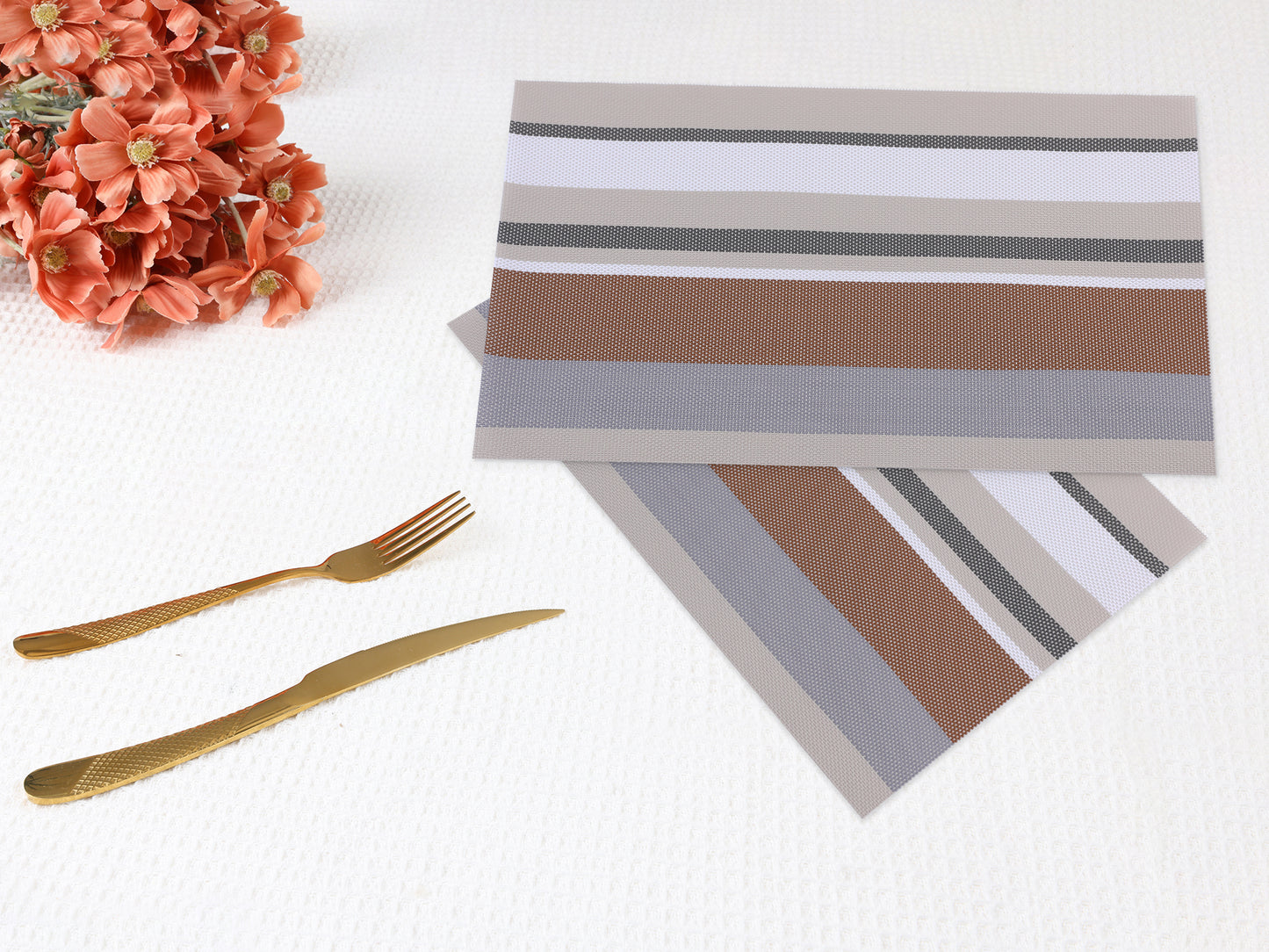 Morden Placemats Set of 6 PVC for Dining Table Decor Wipe Clean 18*12in