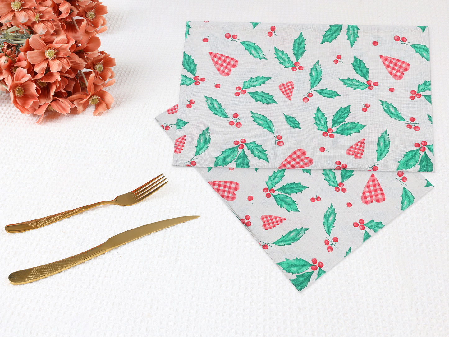 Farmhouse Set of 4 Polyester Placemats for Dining Table Decor Washable 18*13in