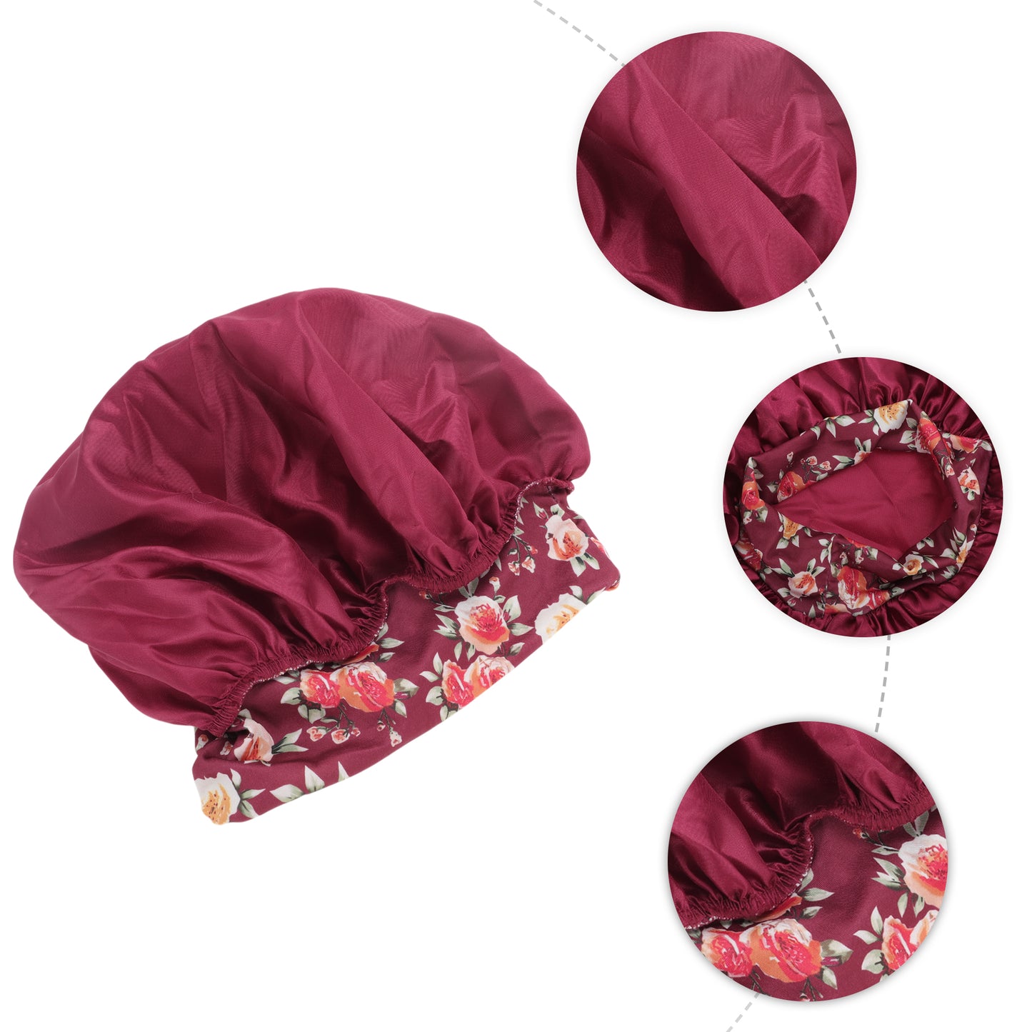 1 Pc Women Durable Shower Cap for Bathroom Hotel Wine Red