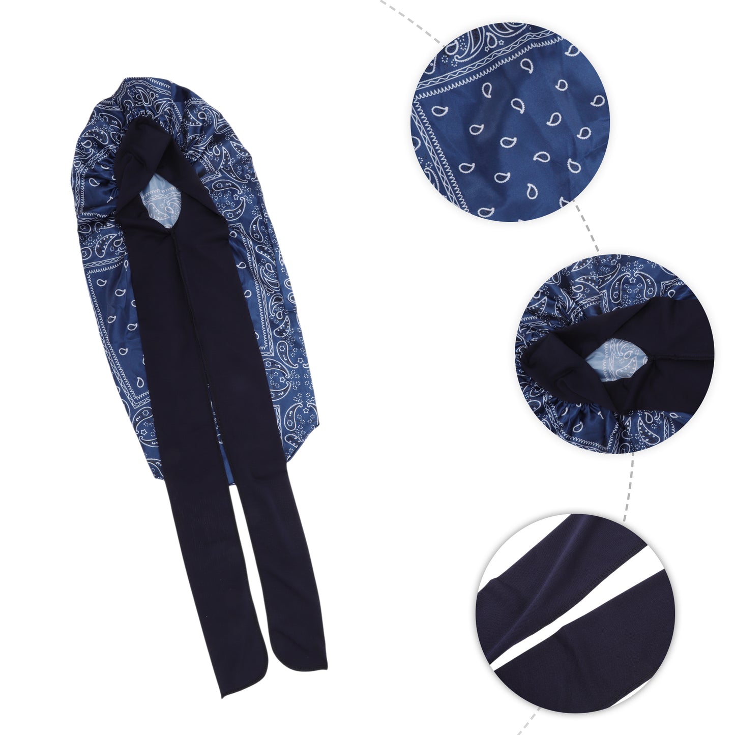 1 Pc Women Ribbon Shower Cap for Business Travel Navy Blue