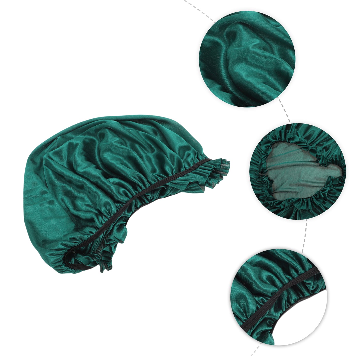 2 Pcs Women Durable Stretcht Shower Cap for Hotel Travel Green