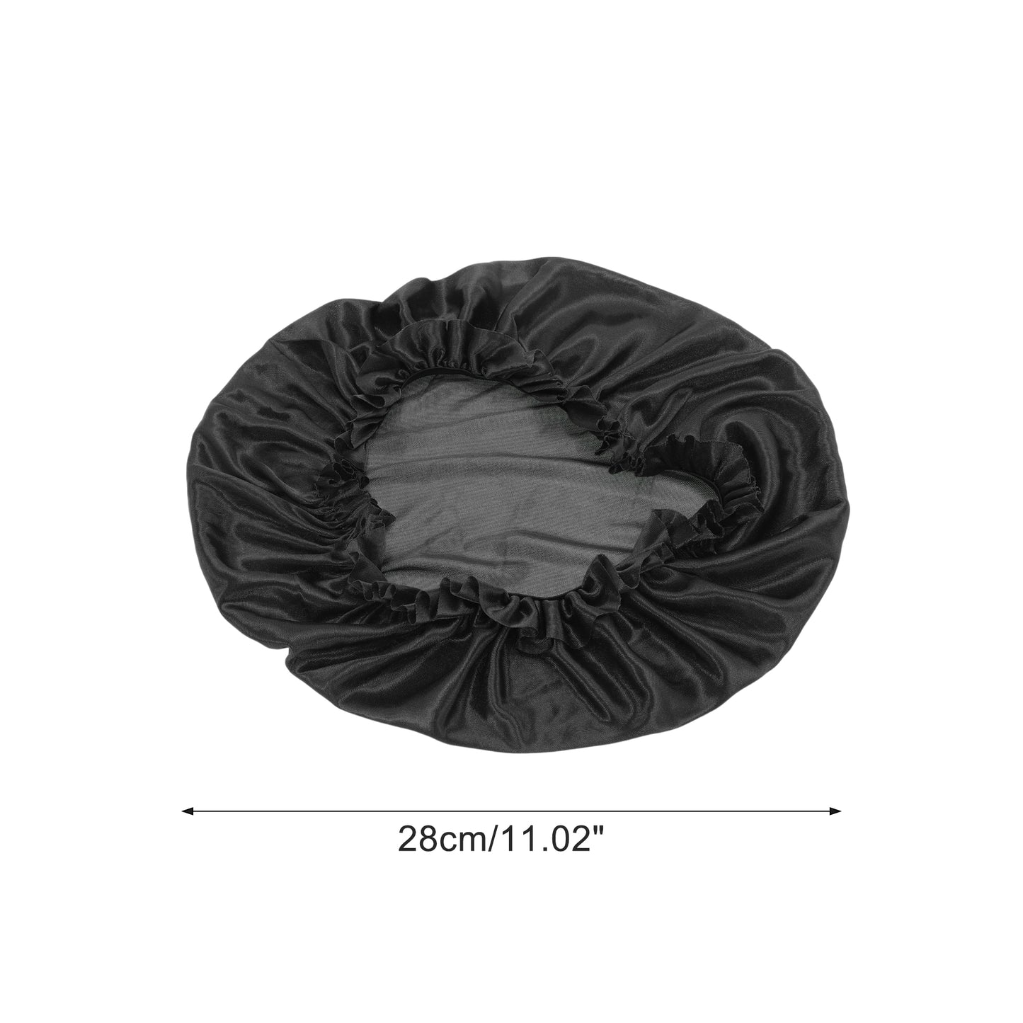2 Pcs Women Durable Stretcht Shower Cap for Hotel Travel Black