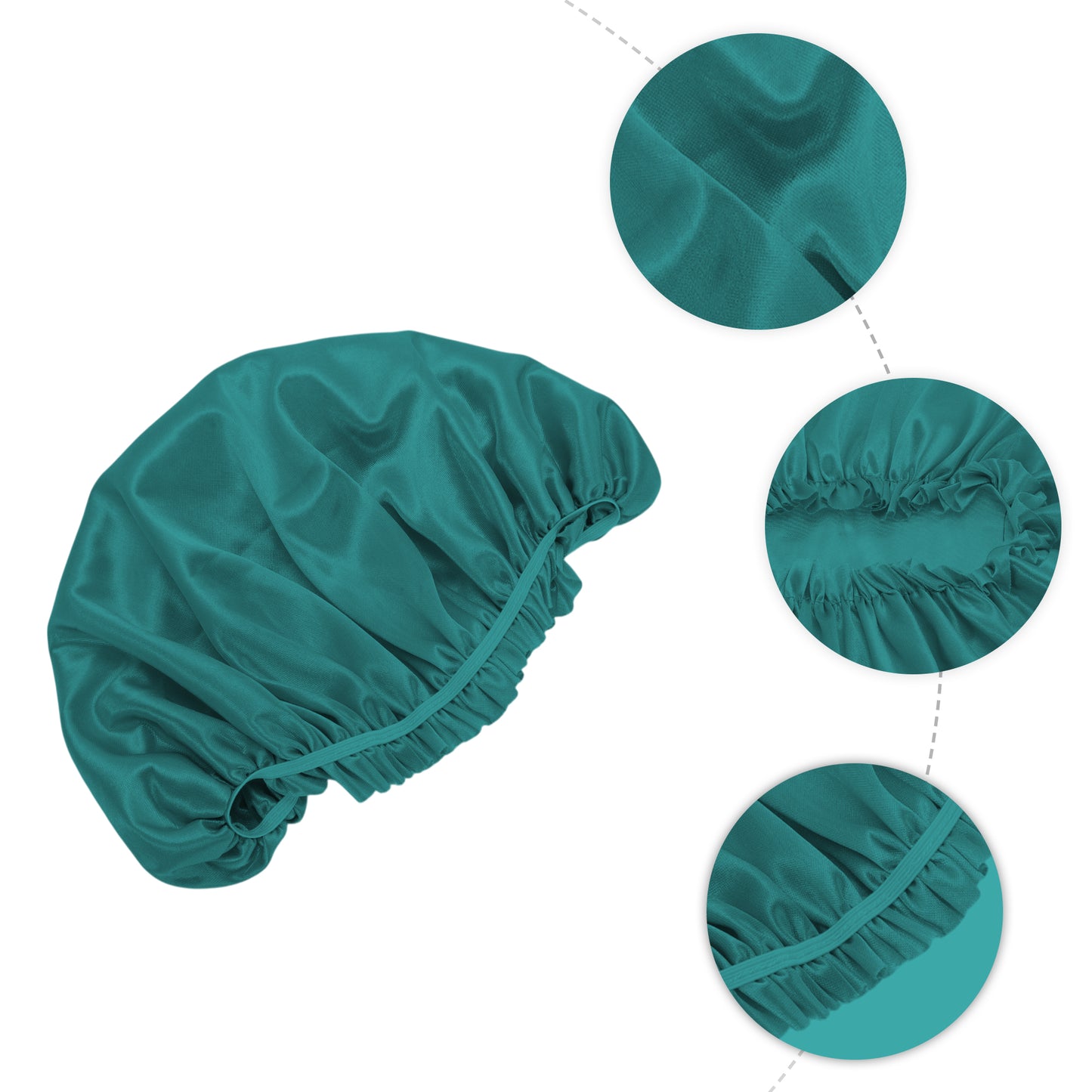 2 Pcs Women Durable Stretcht Shower Cap for Hotel Travel Peacock Blue