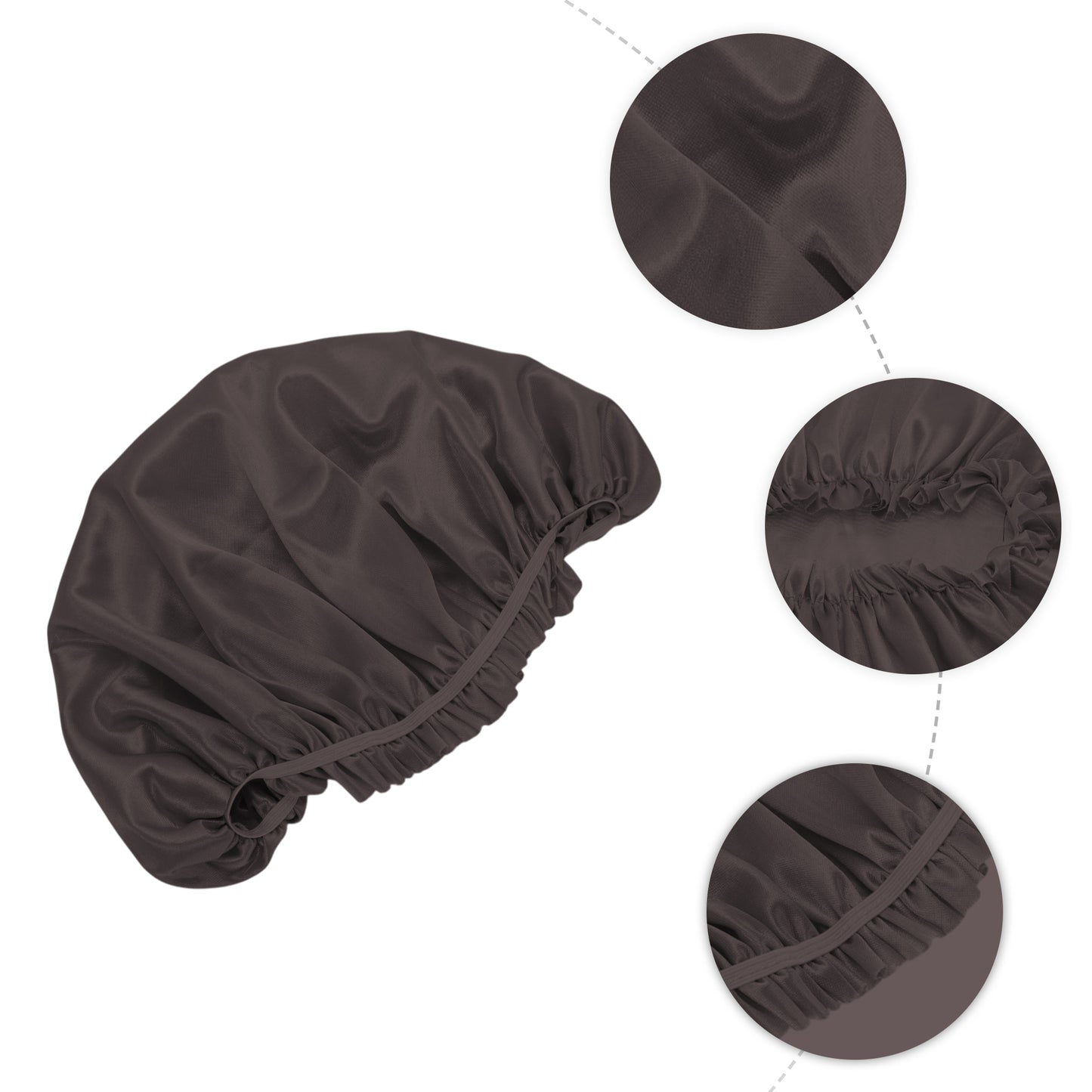2 Pcs Women Durable Stretcht Shower Cap for Hotel Travel Coffee Color