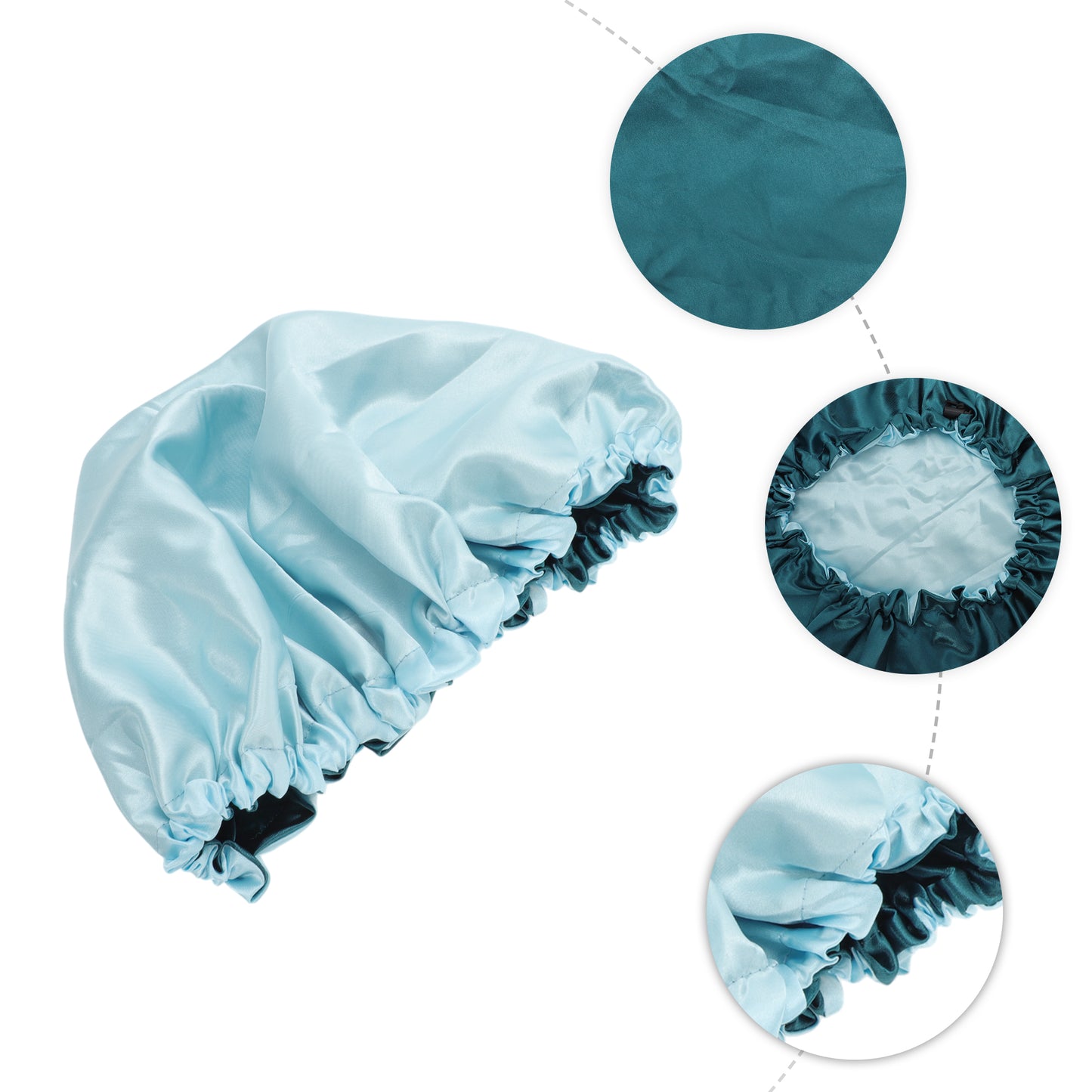 1 Pc Women Adjustable Double Layer Shower Cap for Business Travel Peacock Blue