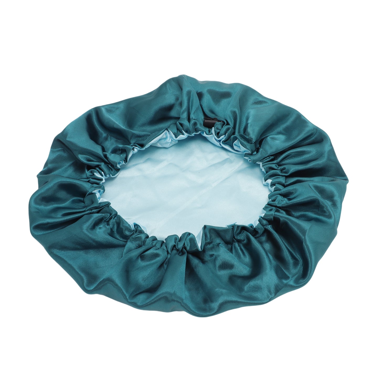 1 Pc Women Adjustable Double Layer Shower Cap for Business Travel Peacock Blue