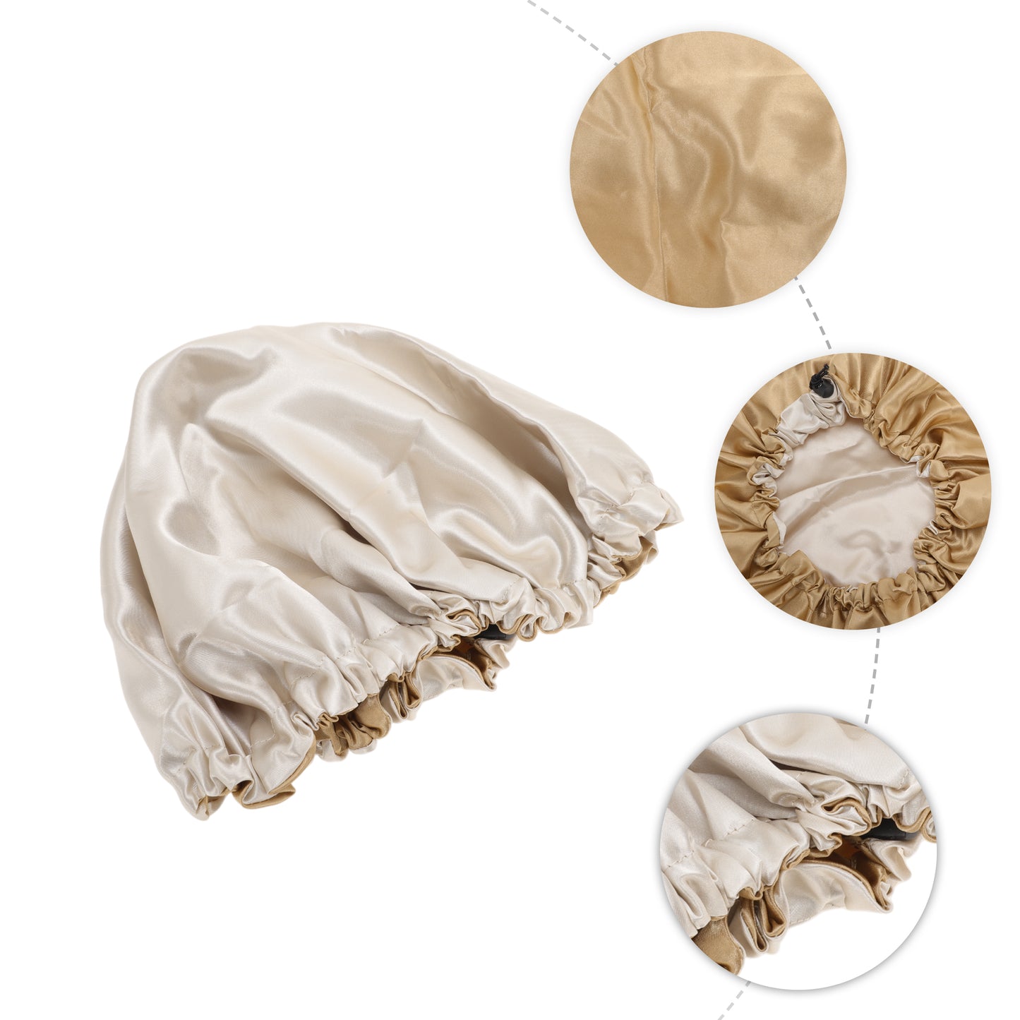 1 Pc Women Adjustable Double Layer Shower Cap for Business Travel Champagne