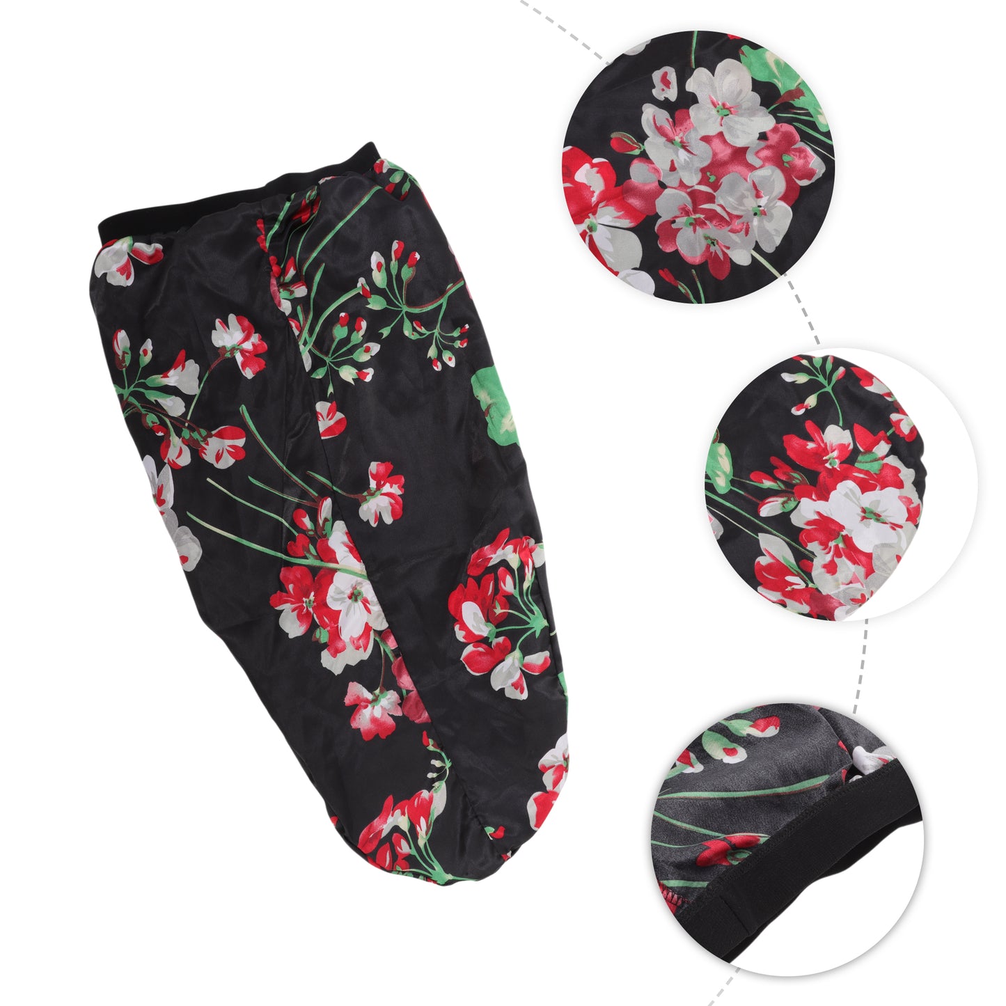 1 Pc Women Adjustable Double Layer Shower Cap for Business Travel Black Flower