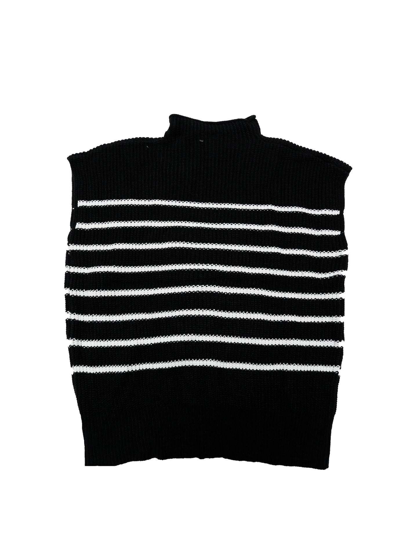 Women's Sleeveless Mock Neck Striped Sweater Vest Casual Cap Sleeve Knit Pullover Tank Top