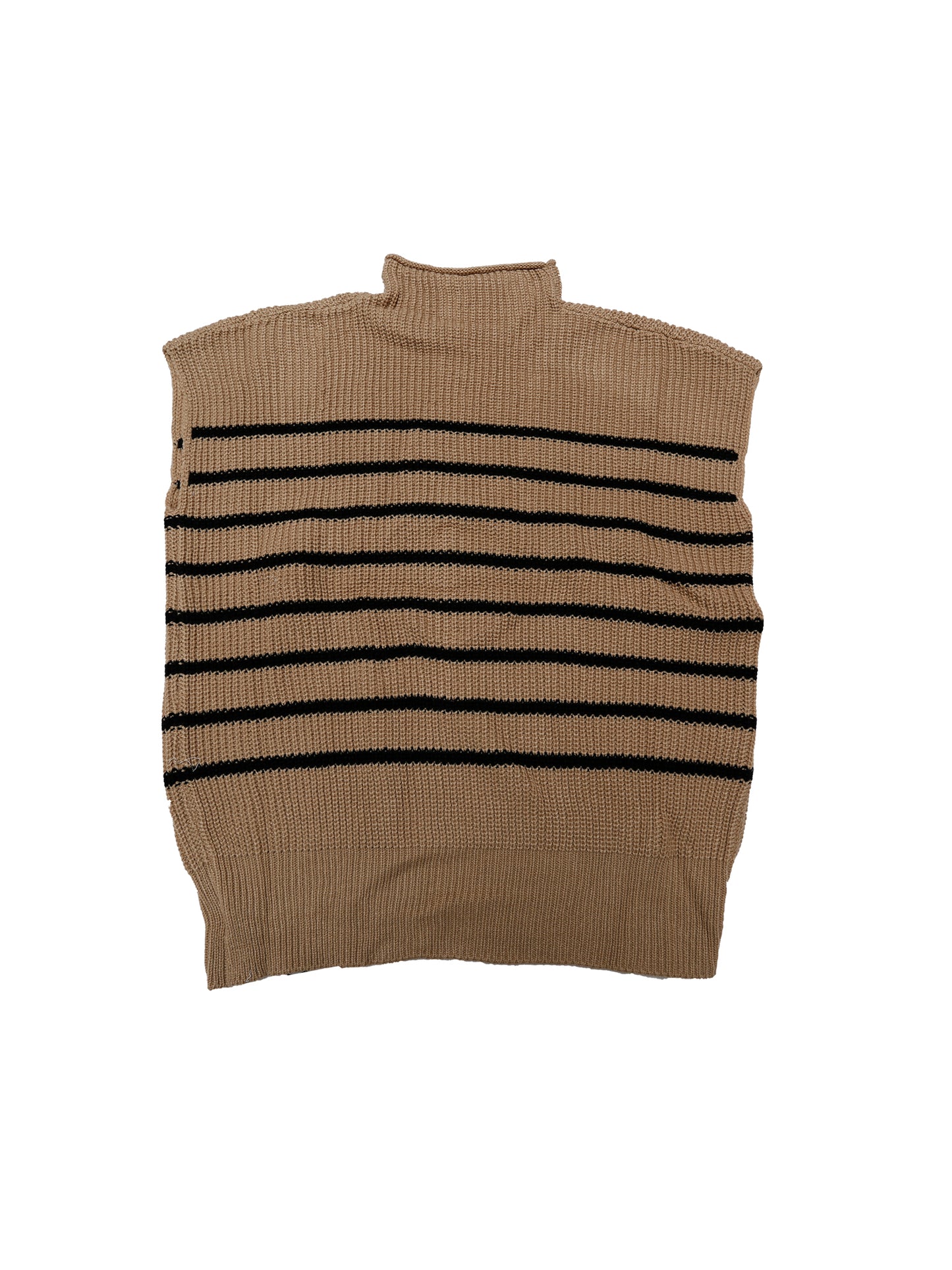 Women's Sleeveless Mock Neck Striped Sweater Vest Casual Cap Sleeve Knit Pullover Tank Top