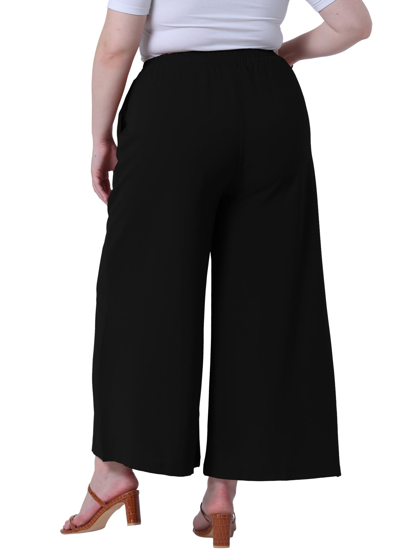 Women Plus Size Palazzo Pants Wide Leg with Pockets Casual Summer Pants