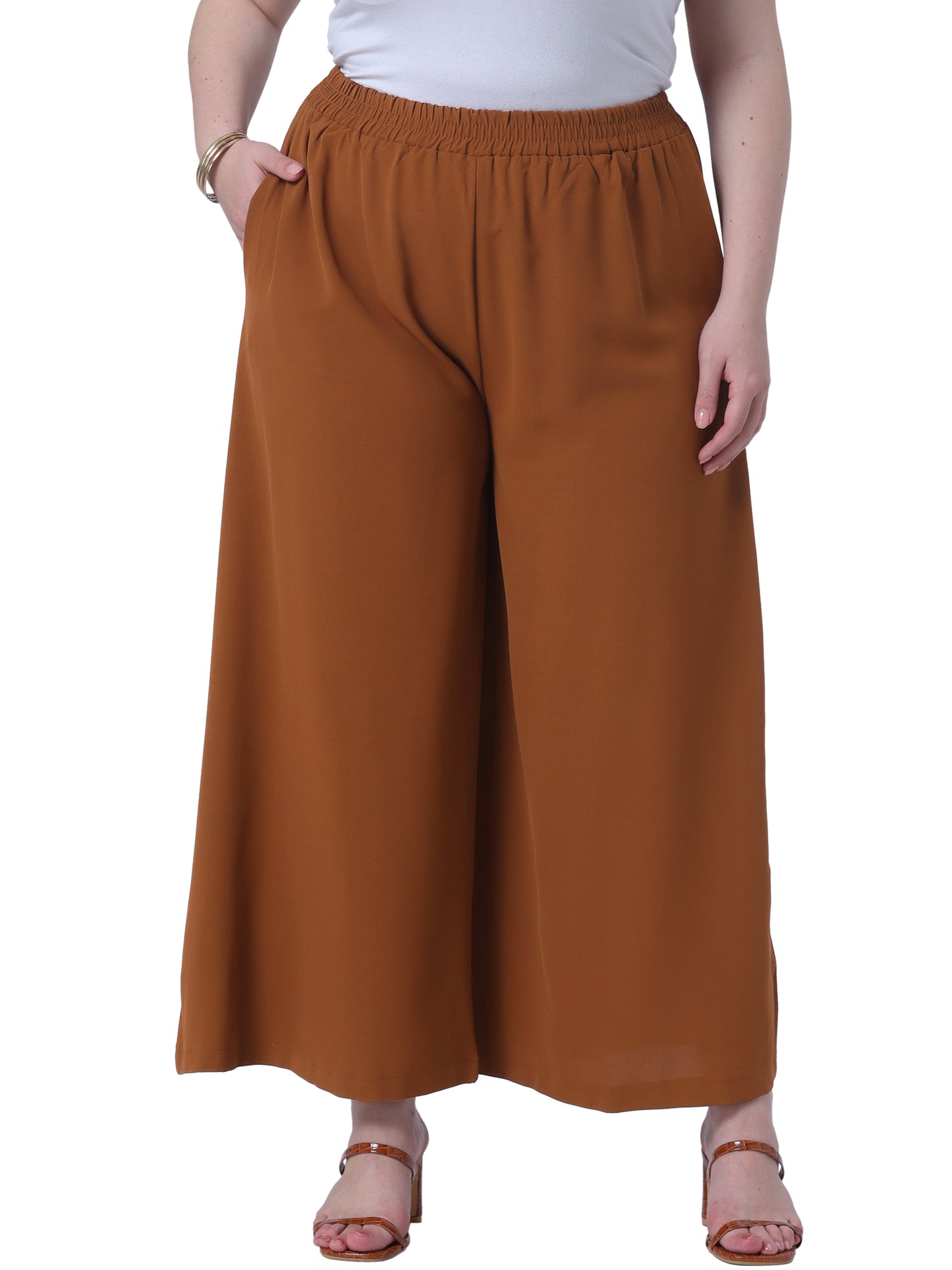 Women Plus Size Palazzo Pants Wide Leg with Pockets Casual Summer Pants