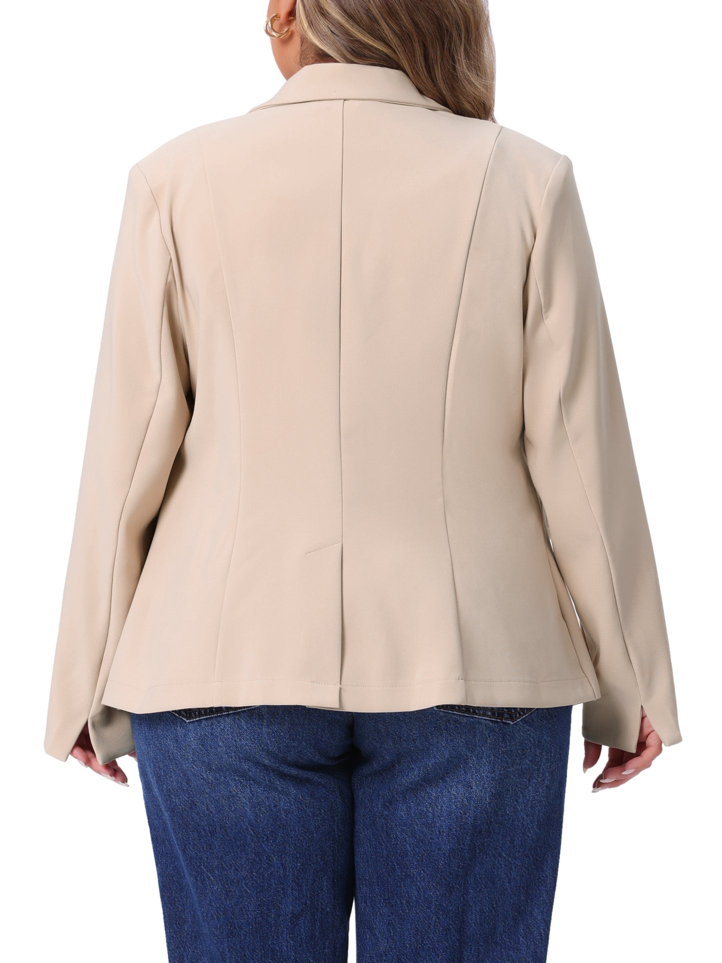 Women Plus Size Business Casual Long Sleeve Lapel Pockets Open Front Suit Jackets Work Blazer