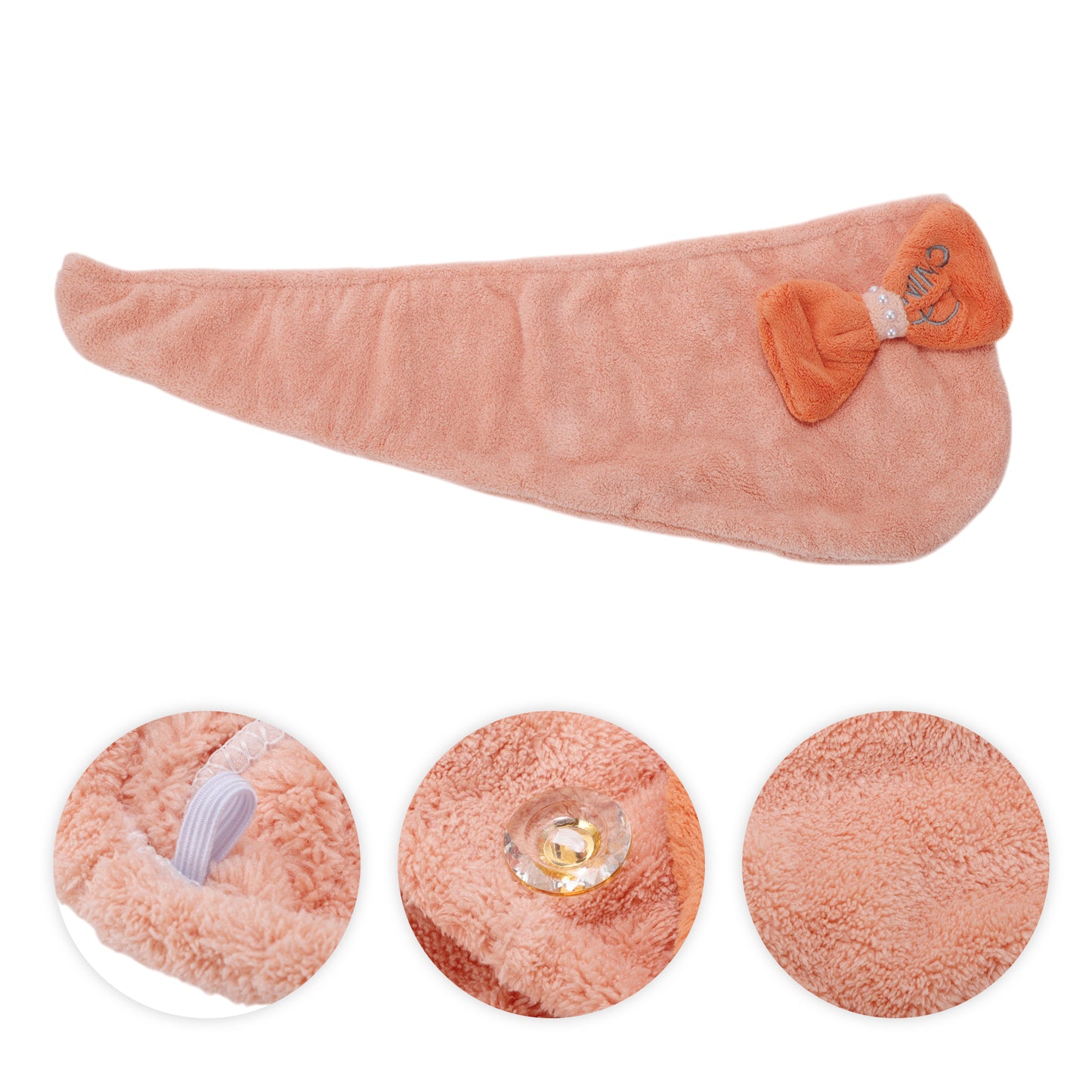 1 Pc Women Soft Bow-knot Hair Drying Towel for Bathroom Pink