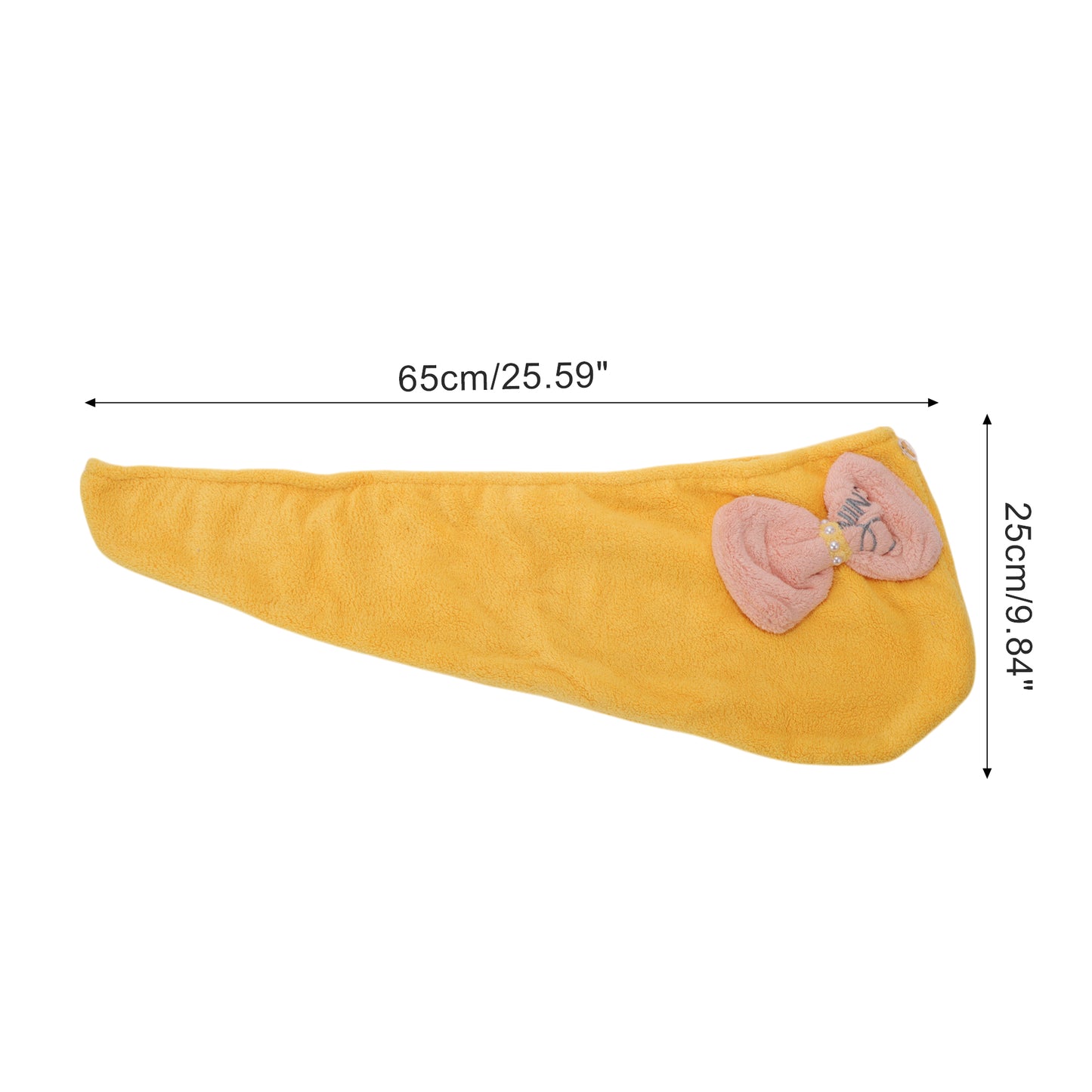 1 Pc Women Soft Bow-knot Hair Drying Towel for Bathroom Yellow