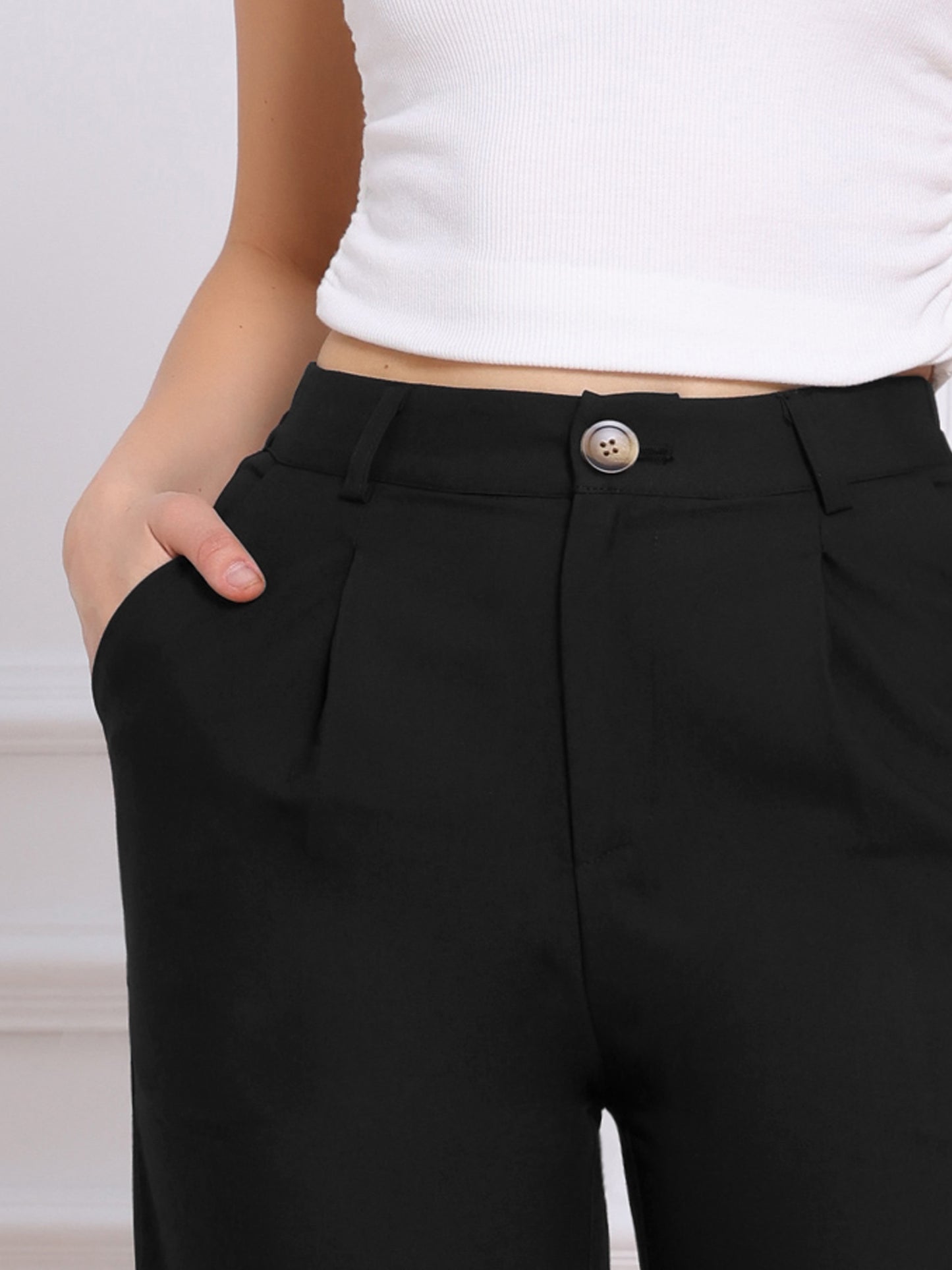 Women's Casual Work High Waisted Dressy Trousers Wide Leg Dress Pants