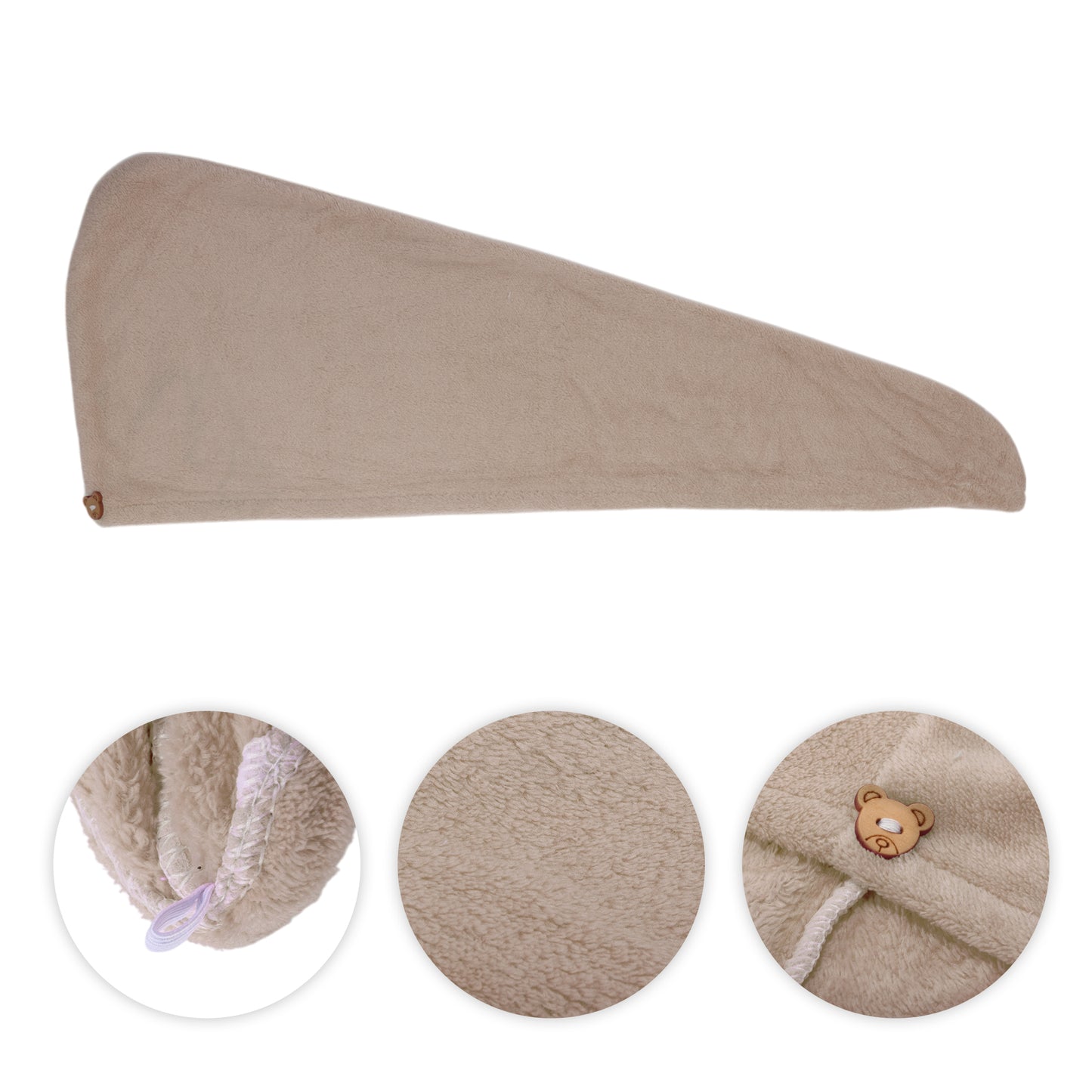 1 Pc Women Single Layer Head Towel Hair Towel Cap for Travel Brown