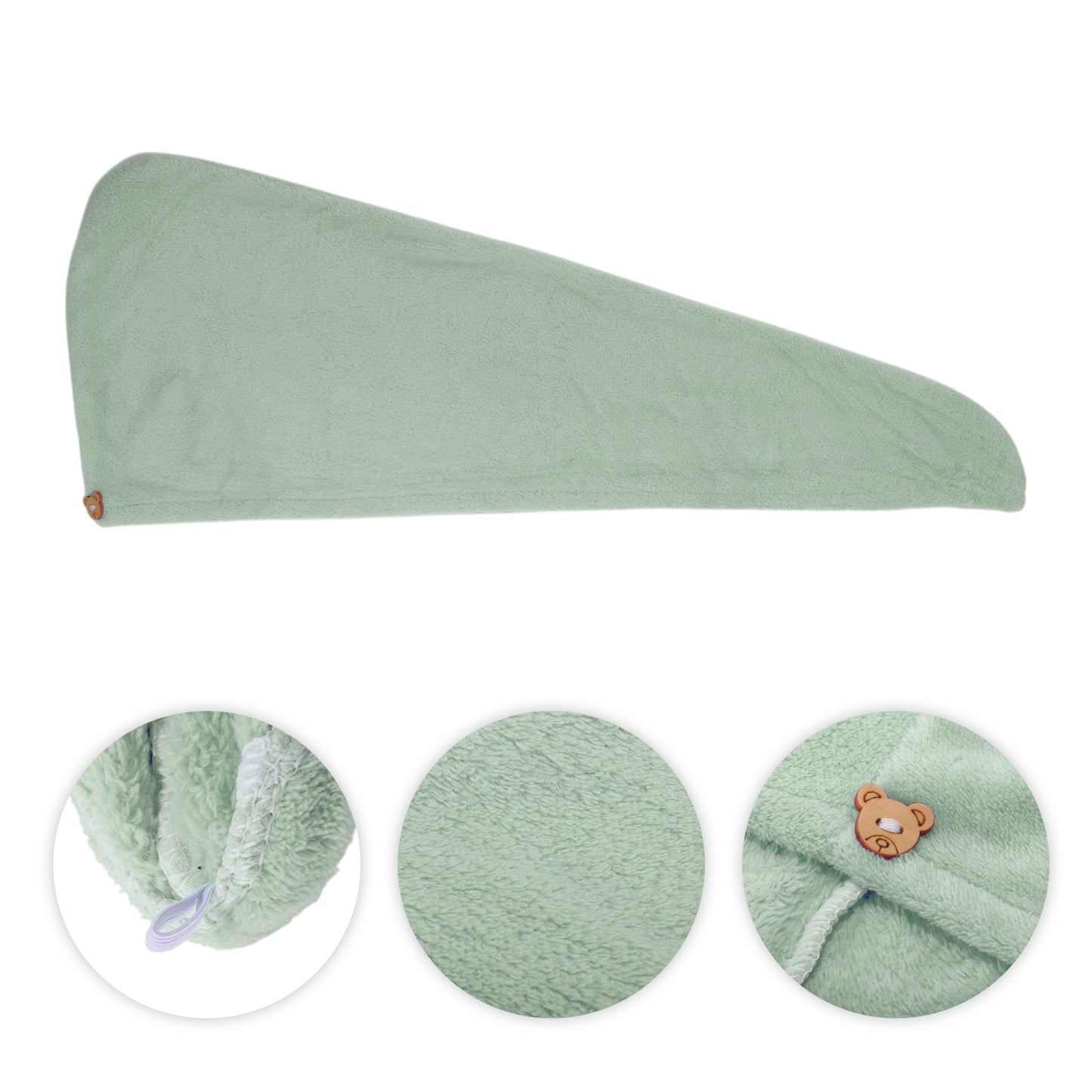 1 Pc Women Single Layer Head Towel Hair Towel Cap for Travel Green