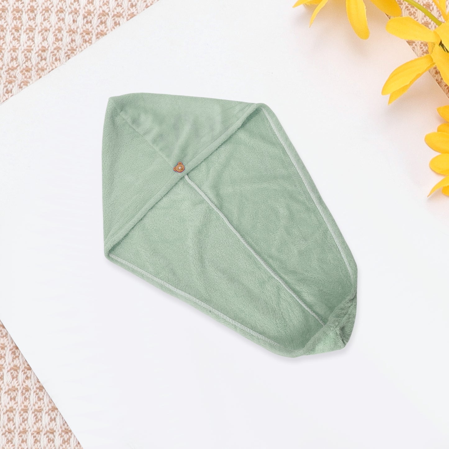 1 Pc Women Single Layer Head Towel Hair Towel Cap for Travel Green