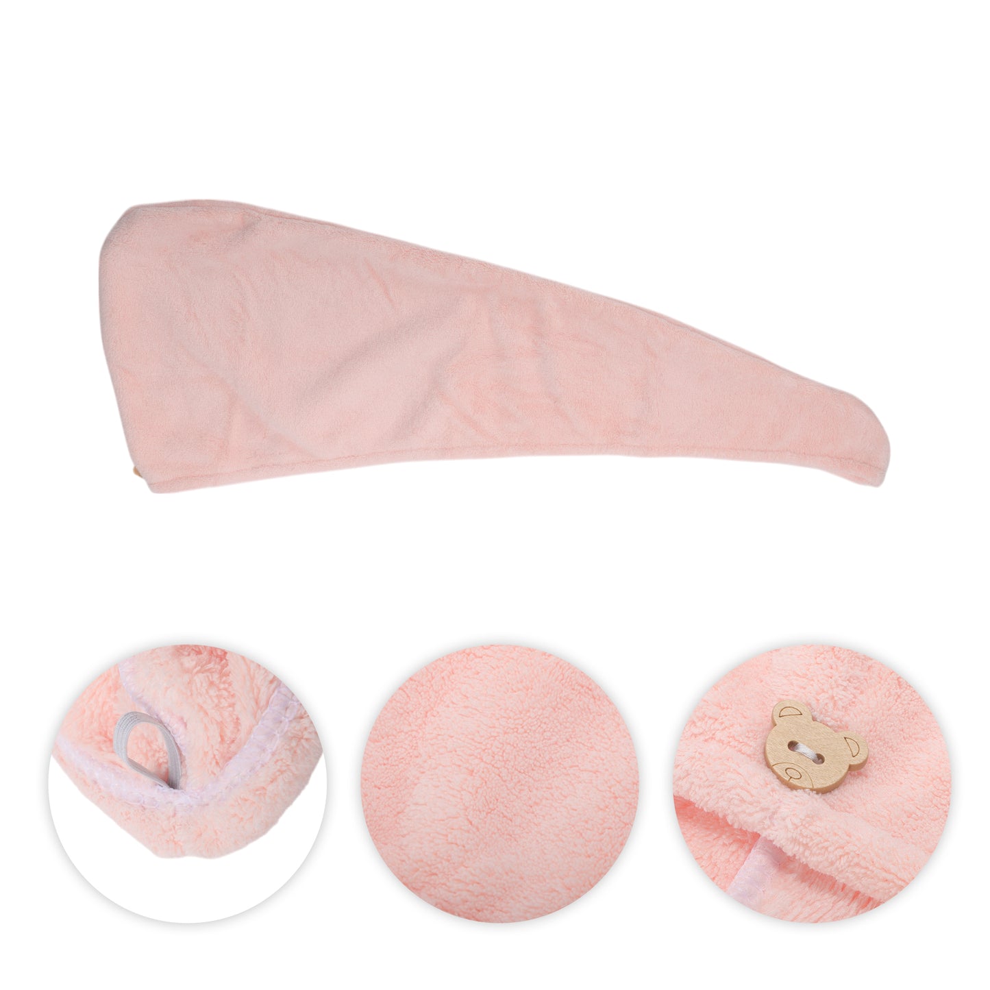 1 Pc Women Single Thick Layer Head Towel Cap Hair Drying Towel Pink