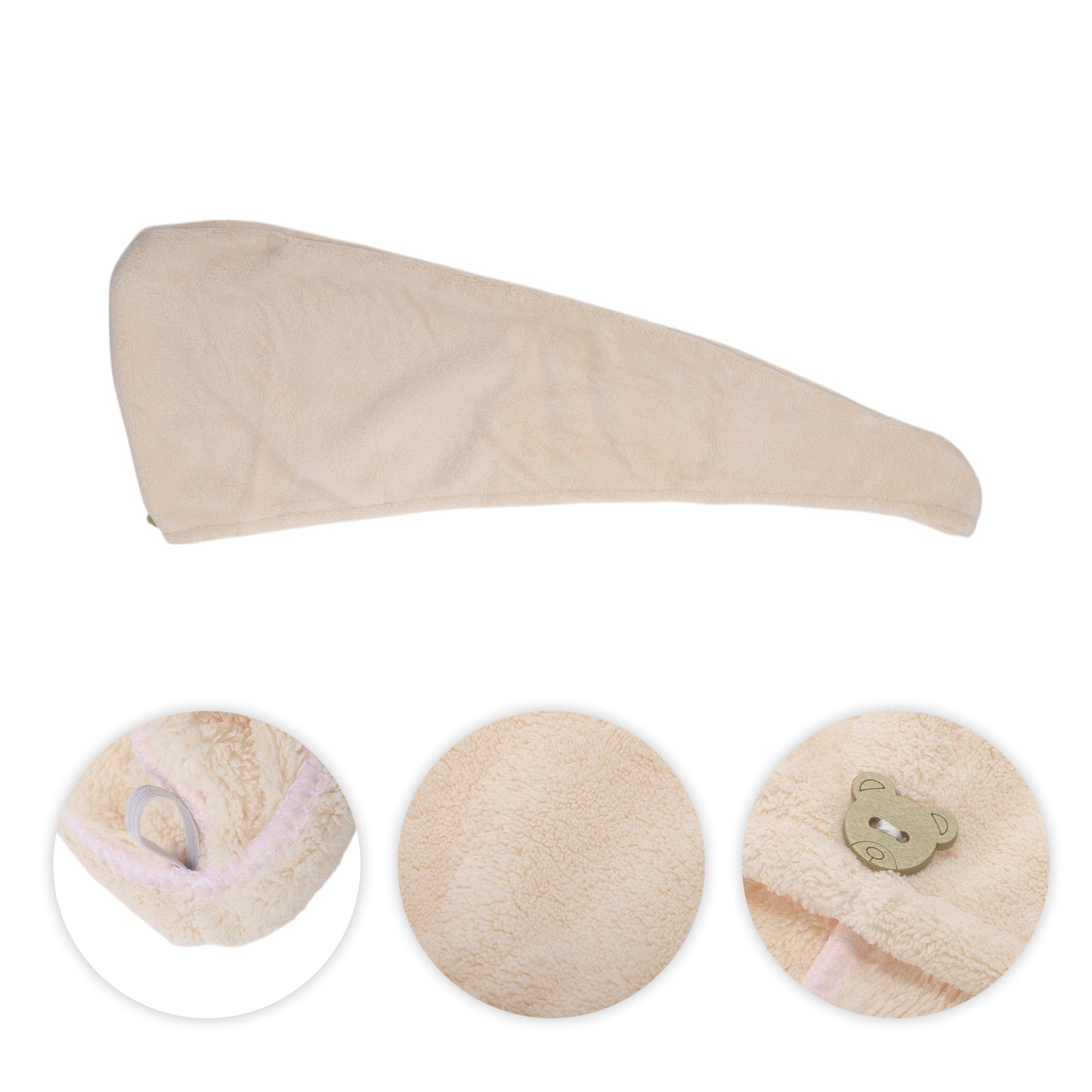 1 Pc Women Single Thick Layer Head Towel Cap Hair Drying Towel Brown