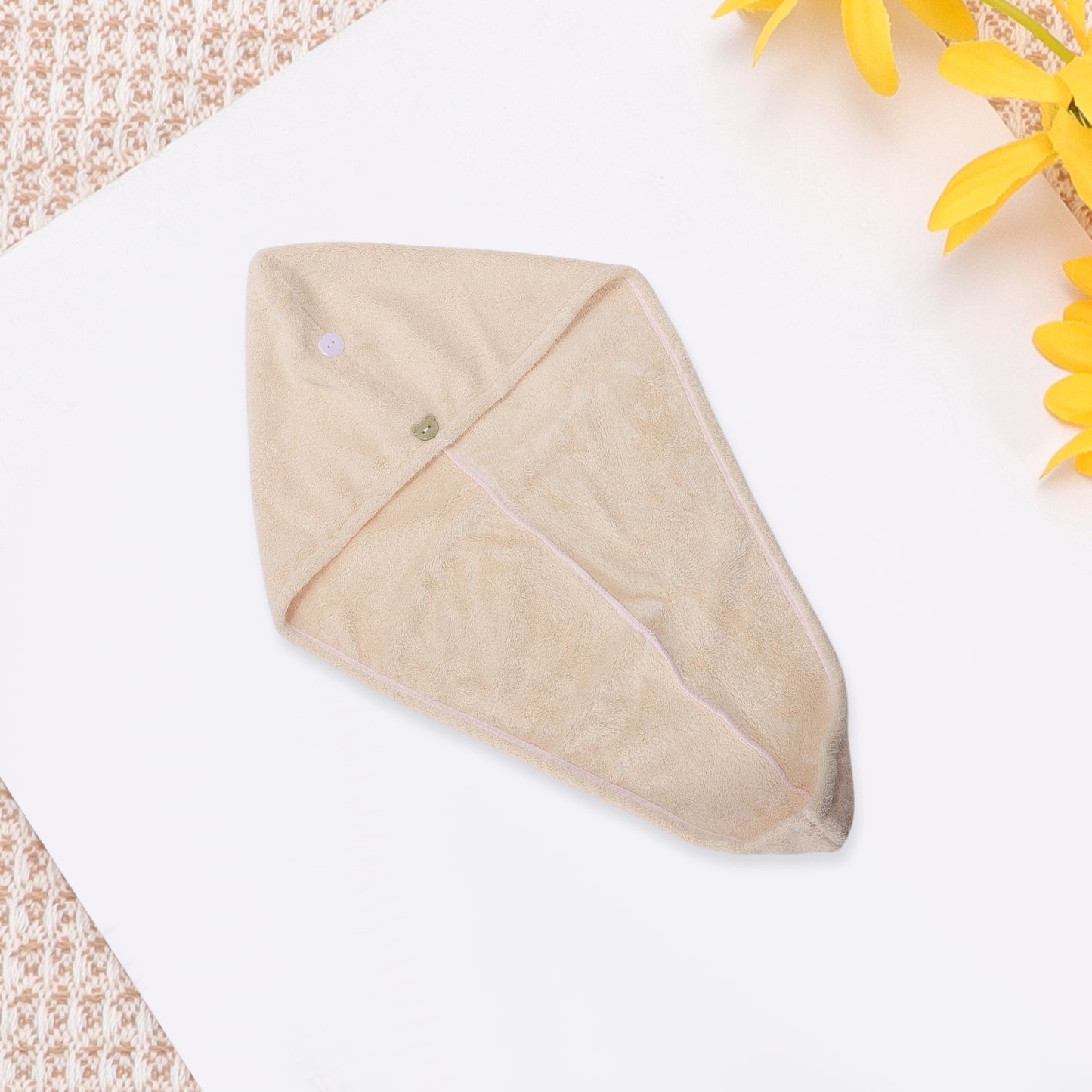 1 Pc Women Single Thick Layer Head Towel Cap Hair Drying Towel Brown