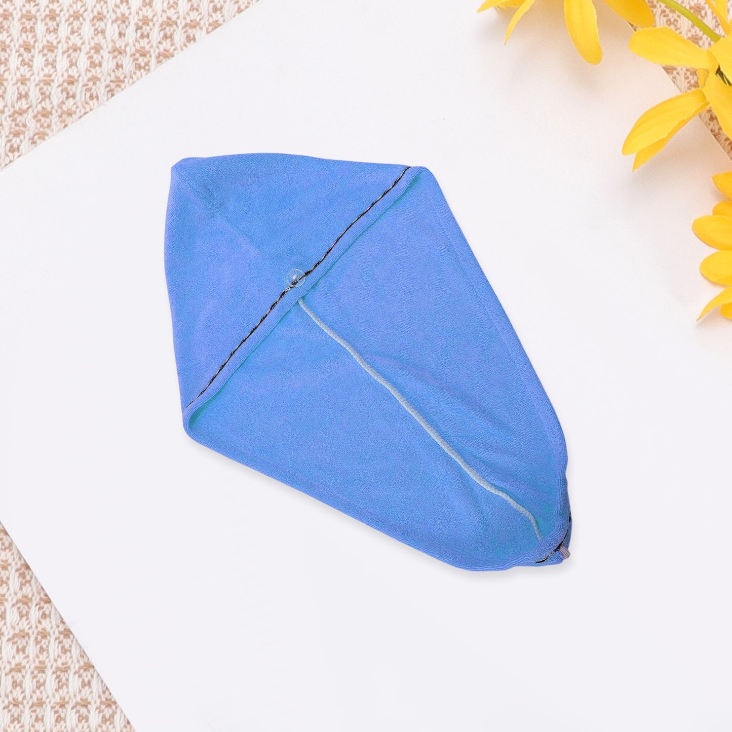 1 Pc Women Single Thick Layer Head Towel Cap Hair Drying Towel Cap Blue