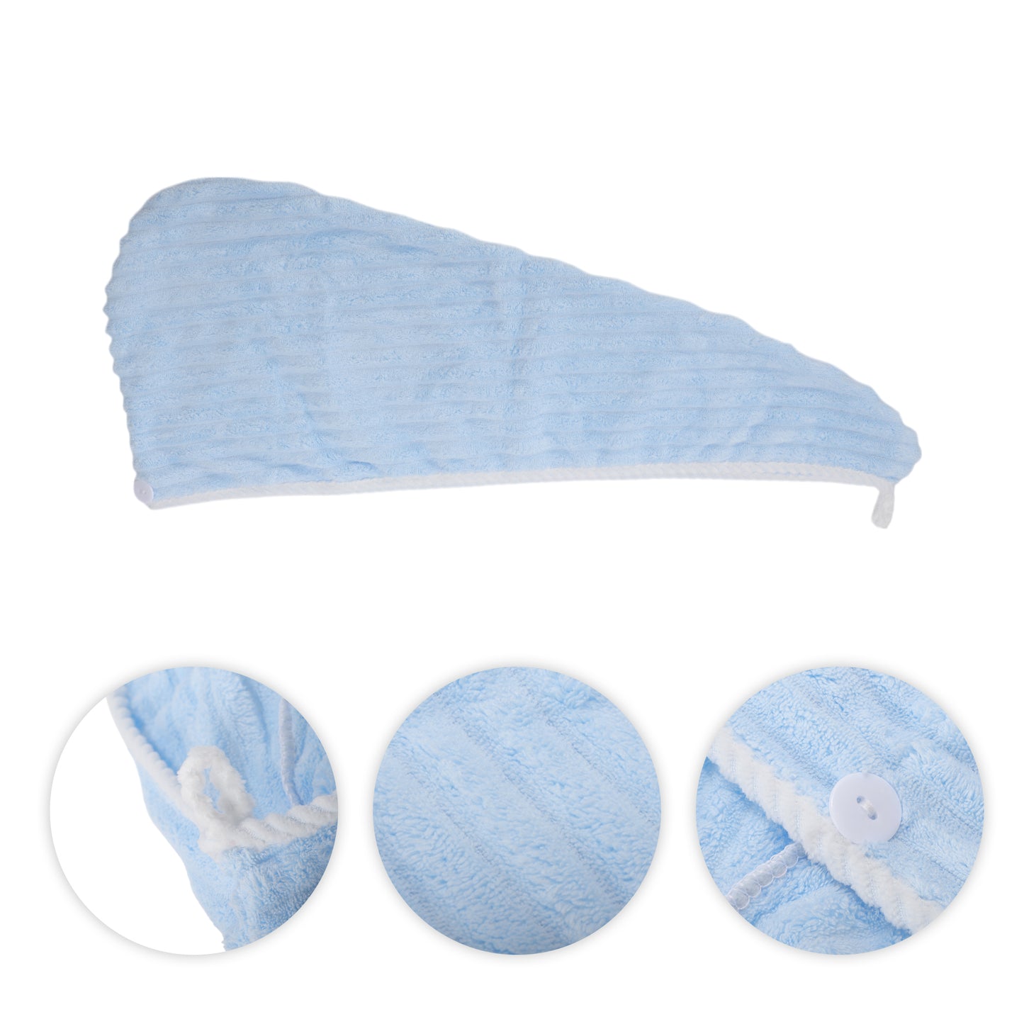 Women Single Thick Layer Head Towel Hair Drying Towel Cap Light Blue