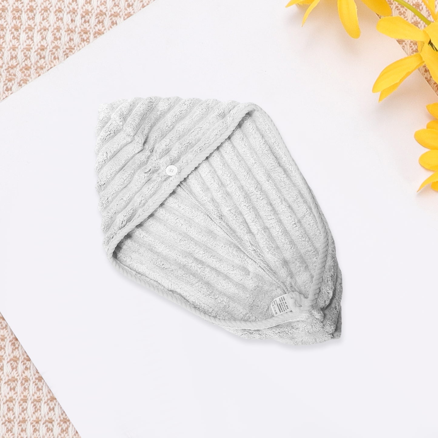 1 Pc Women Single Thick Layer Head Towel Cap Hair Drying Towel for Travel Gray