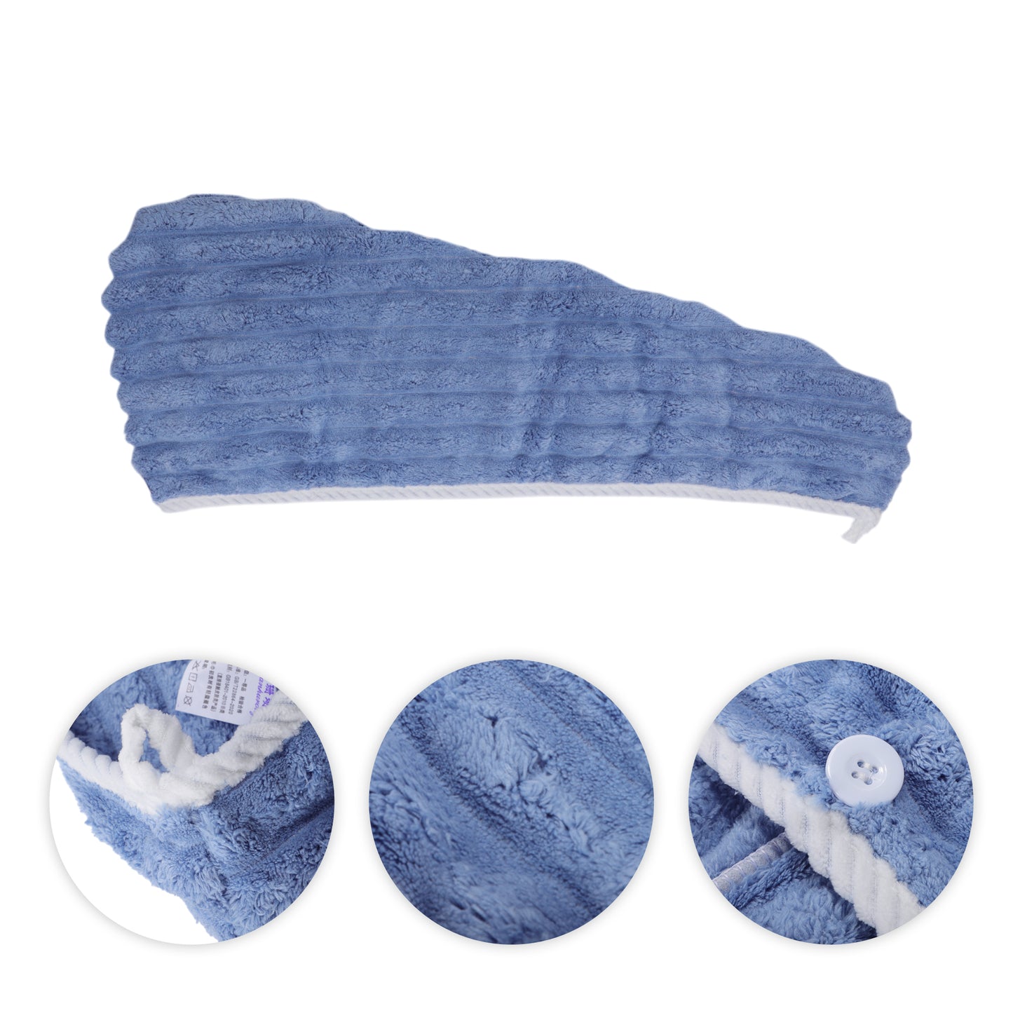 1 Pc Women Single Thick Layer Head Towel Cap Hair Drying Towel for Travel Blue