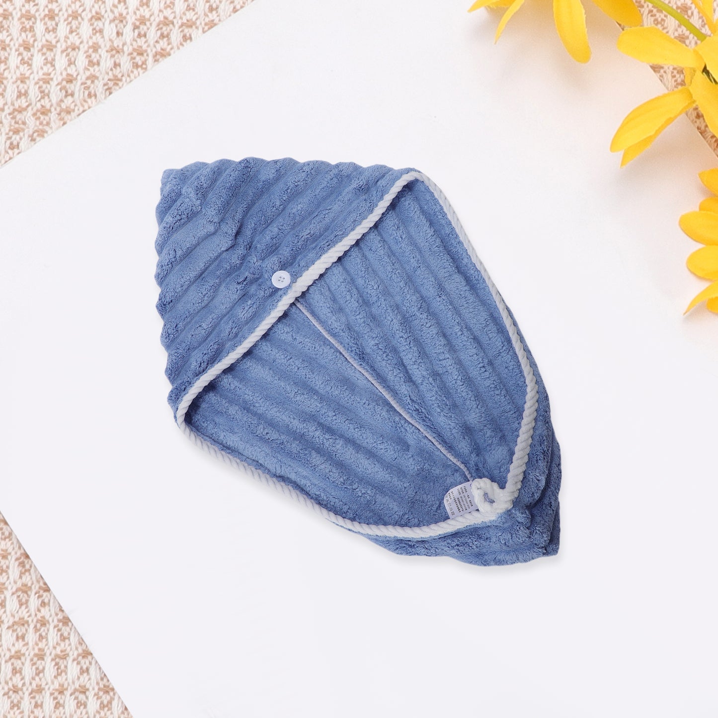 1 Pc Women Single Thick Layer Head Towel Cap Hair Drying Towel for Travel Blue