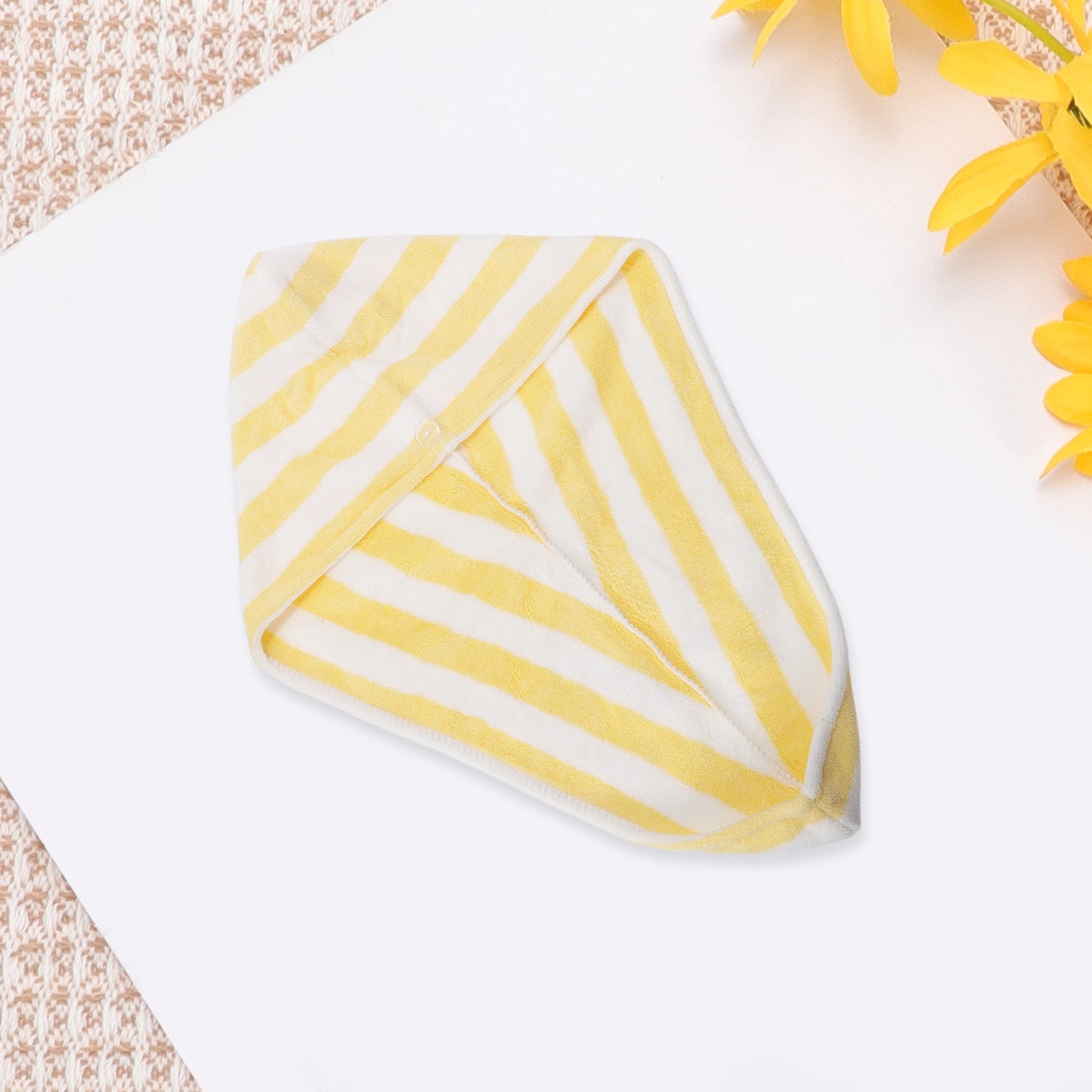 1 Pc Women Single Thick Layer Head Towel Cap Hair Drying Towel for Travel Yellow
