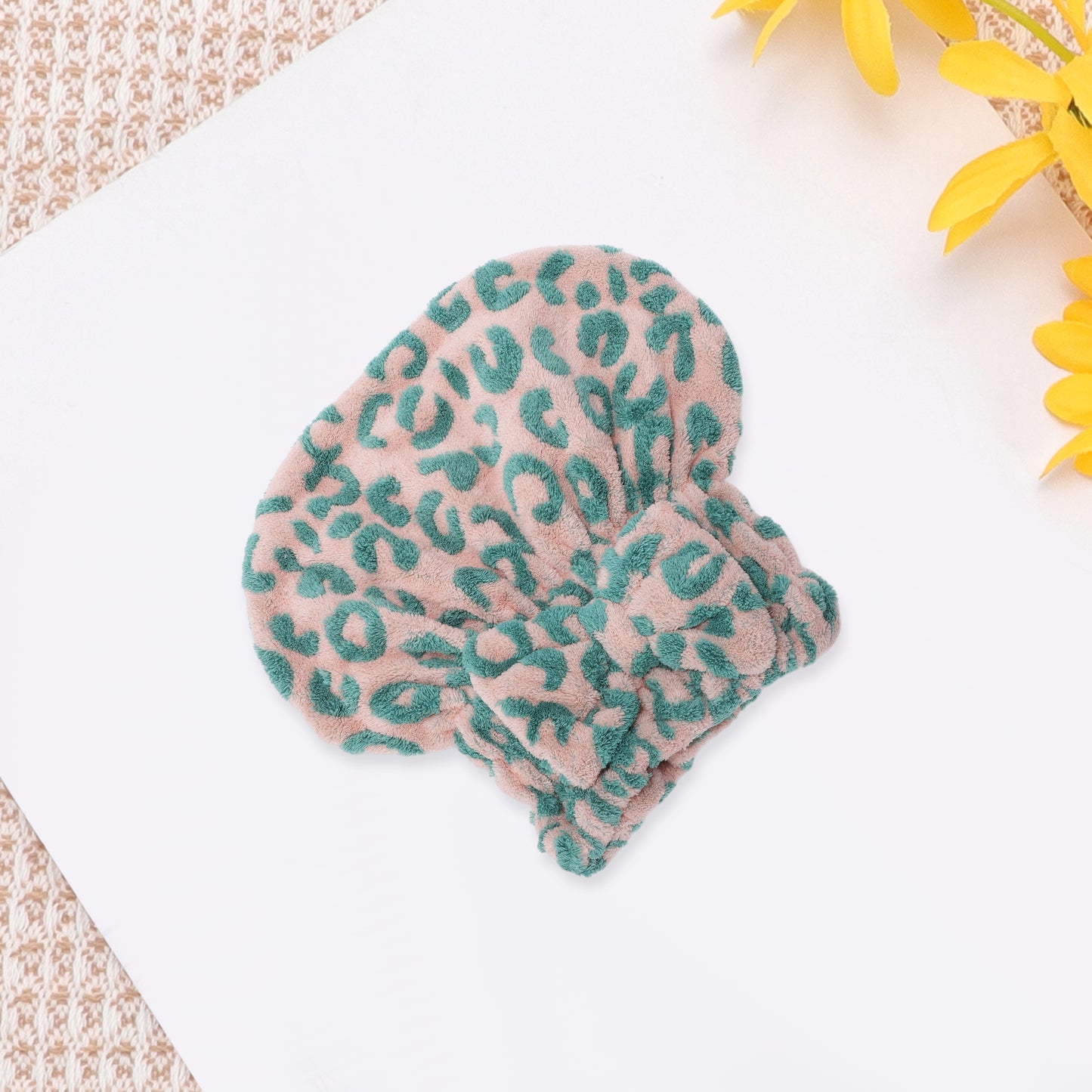1 Pc Single Thick Butterfly Layer Head Towel Cap Hair Drying Towel Green