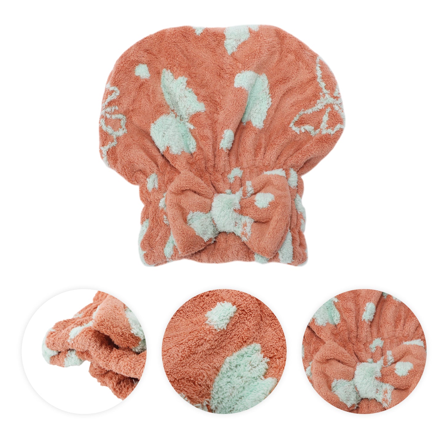 1 Pc Single Thick Butterfly Layer Head Towel Cap Hair Drying Towel Pink