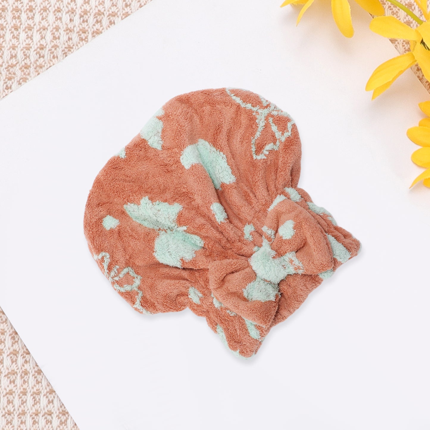 1 Pc Single Thick Butterfly Layer Head Towel Cap Hair Drying Towel Pink