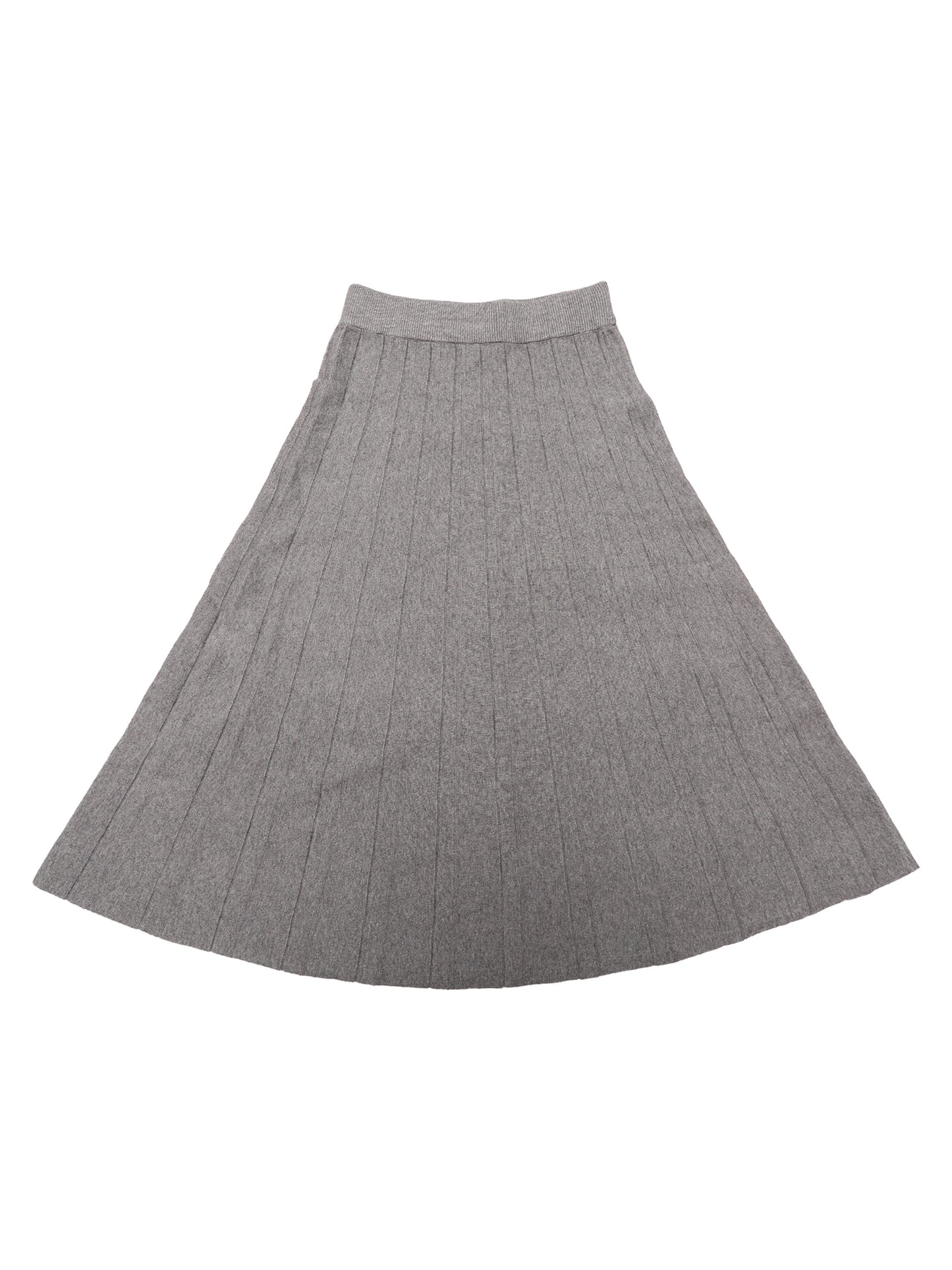 Women's Knit Pleated High Waist Stretchy A Line Midi Sweater Skirt