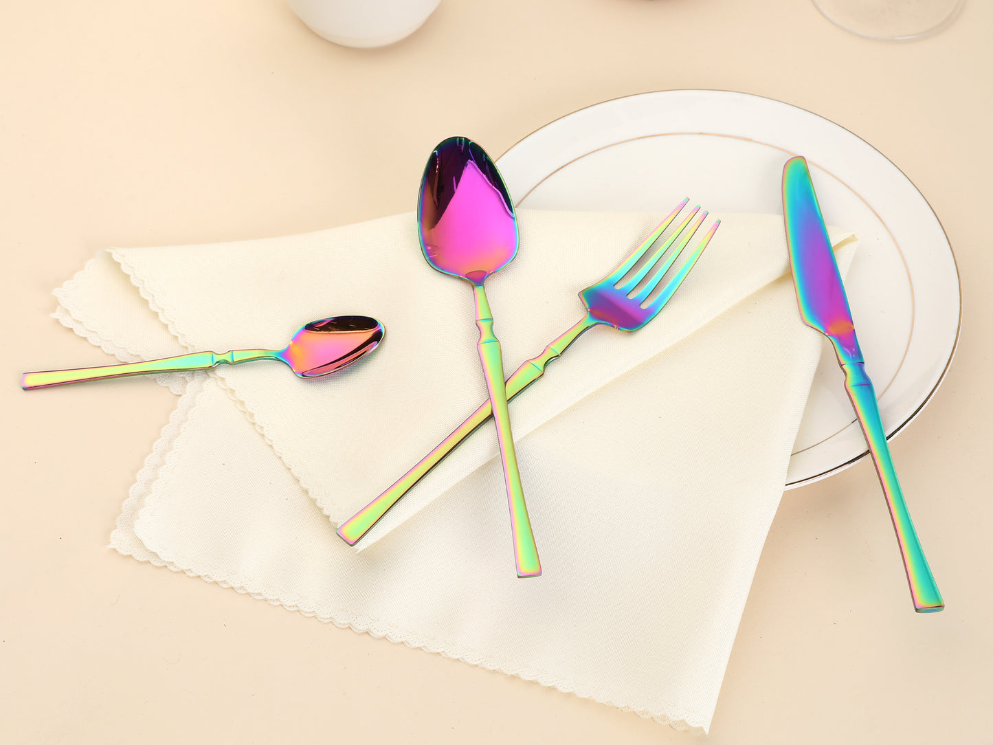 4 Pieces Stainless Steel Silverware Set with Spoons and Forks Set, Mirror Polished