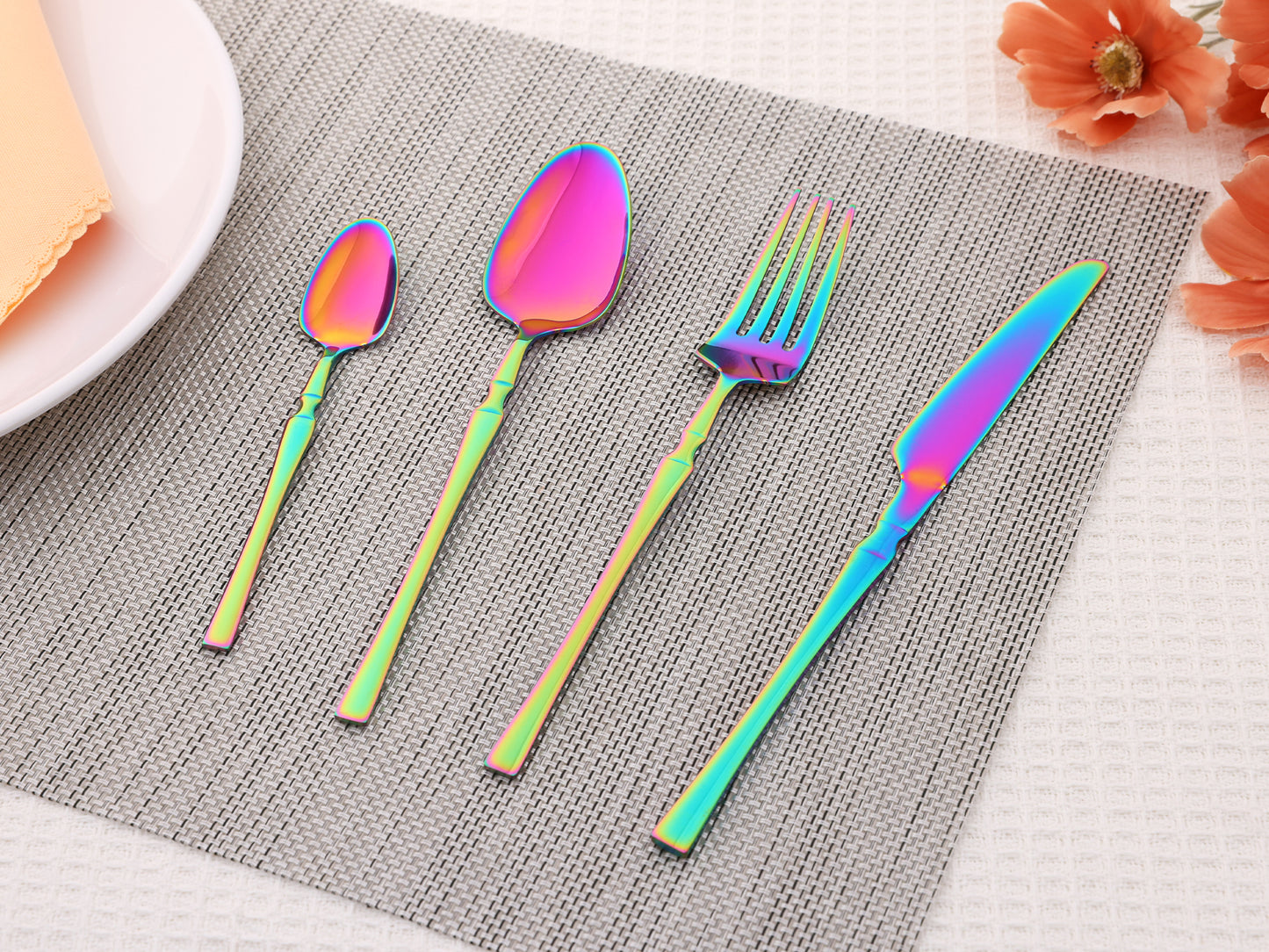 4 Pieces Stainless Steel Silverware Set with Spoons and Forks Set, Mirror Polished