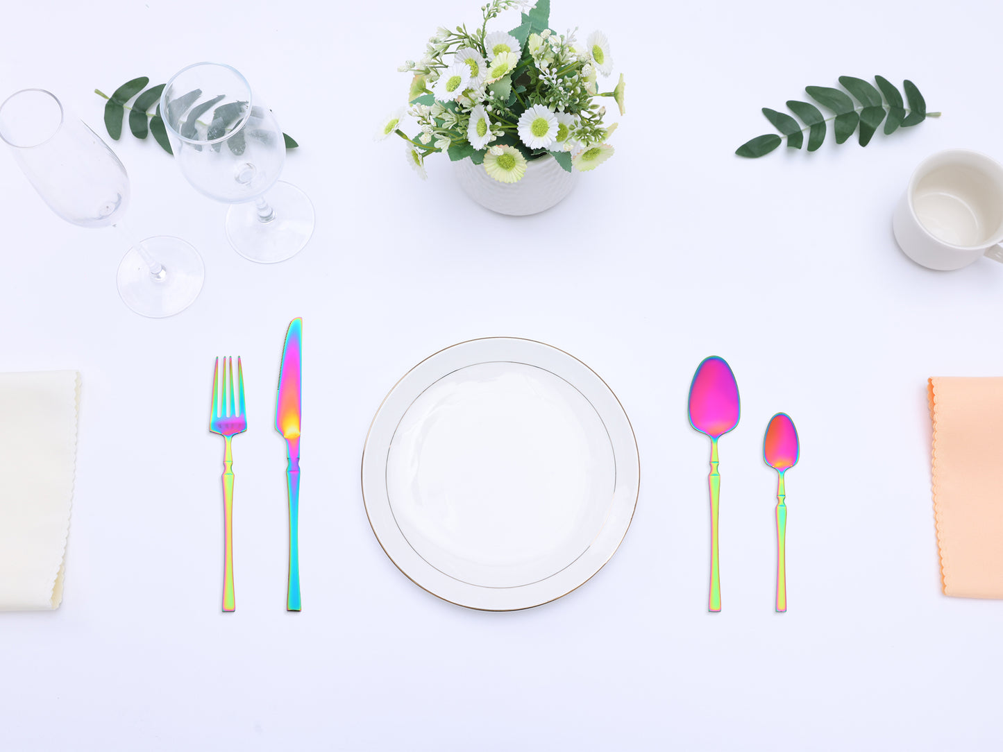4 Pieces Stainless Steel Silverware Set with Spoons and Forks Set, Mirror Polished