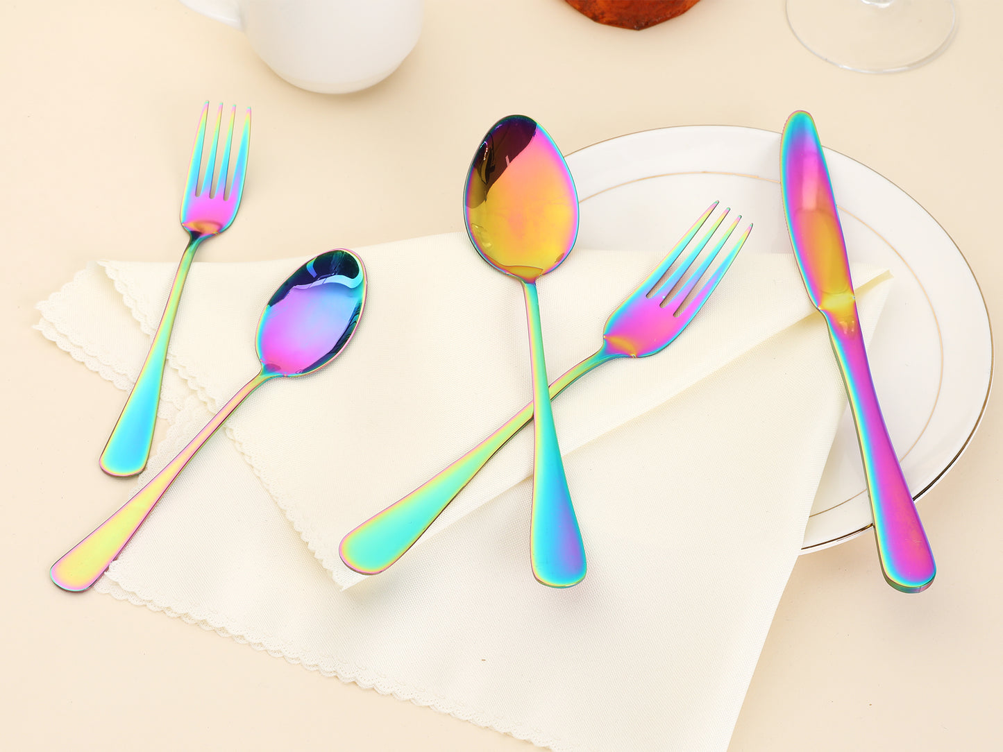 30 Pieces Stainless Steel Flatware Set Mirror Polished Cutlery with Spoons Forks Kitchen Tableware
