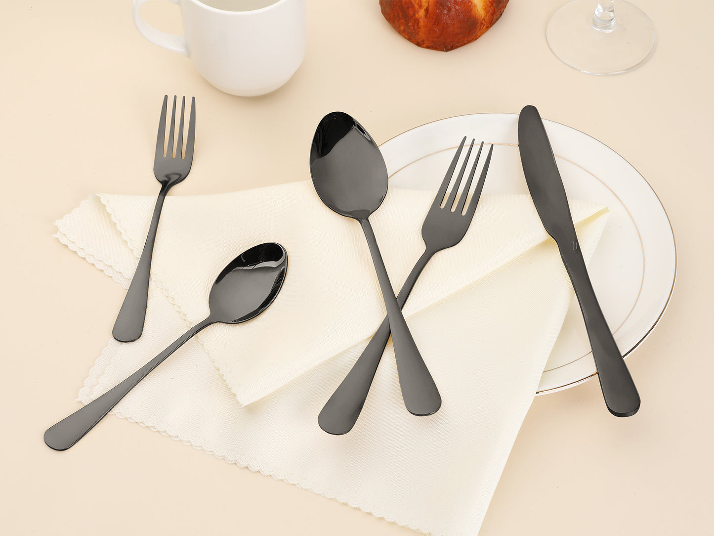 30 Pieces Stainless Steel Flatware Set Mirror Polished Cutlery with Spoons Forks Kitchen Tableware