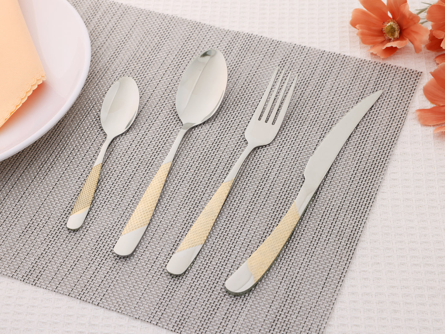 4 Pieces Stainless Steel Flatware Set, Mirror Polished Cutlery Set with Knife