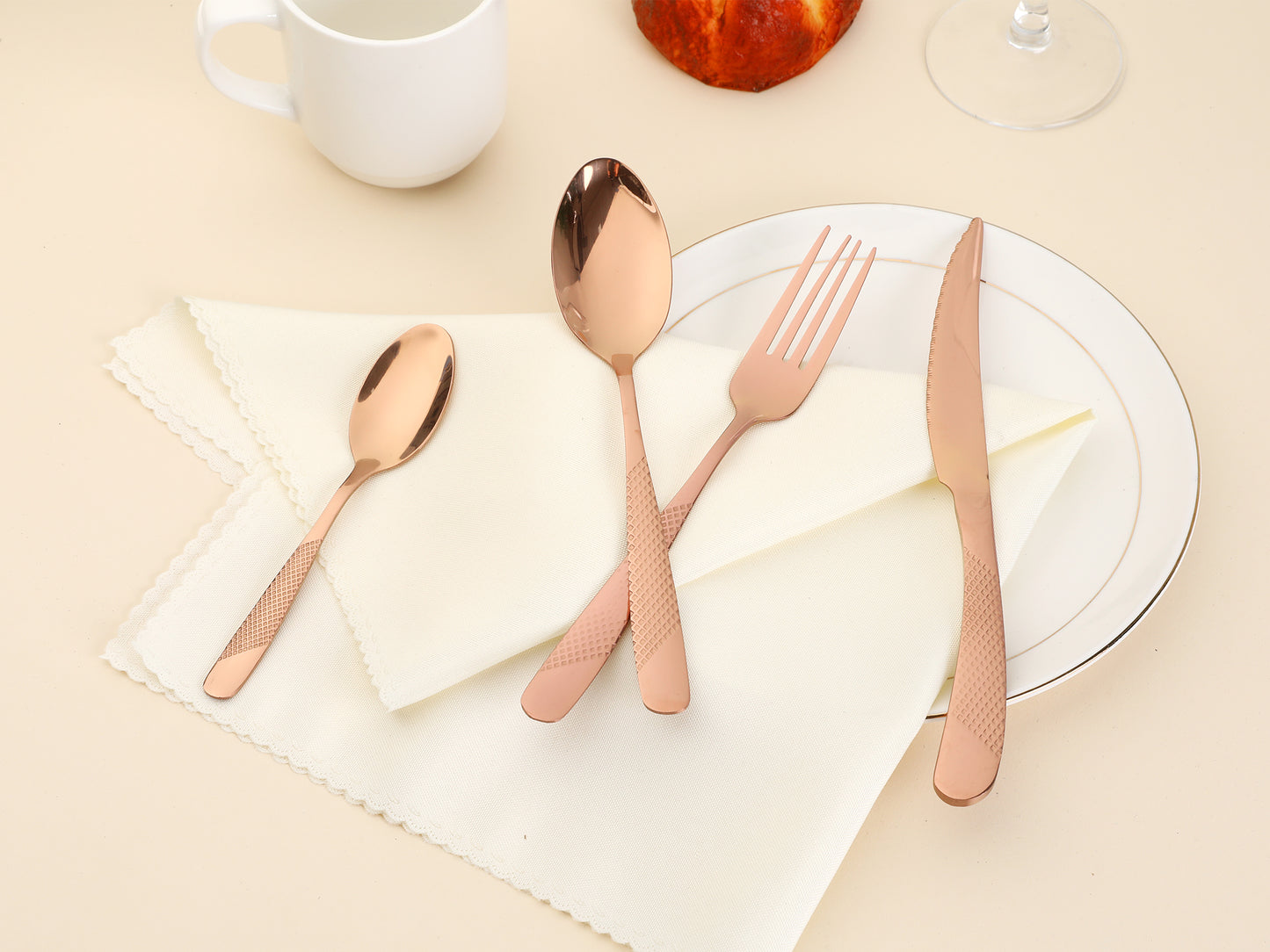 4 Pieces Stainless Steel Flatware Set, Mirror Polished Cutlery Set with Knife