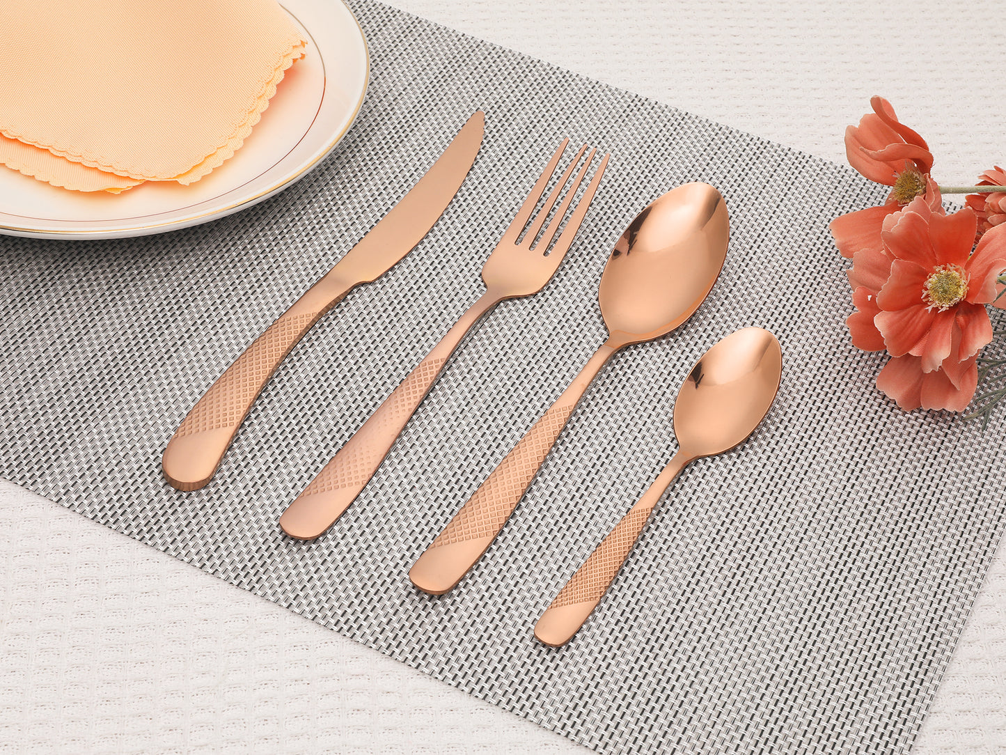4 Pieces Stainless Steel Flatware Set, Mirror Polished Cutlery Set with Knife
