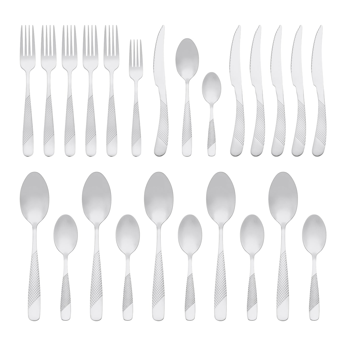 24 Pieces Silverware Set, Stainless Steel Flatware with Knife, Spoons and Forks Set