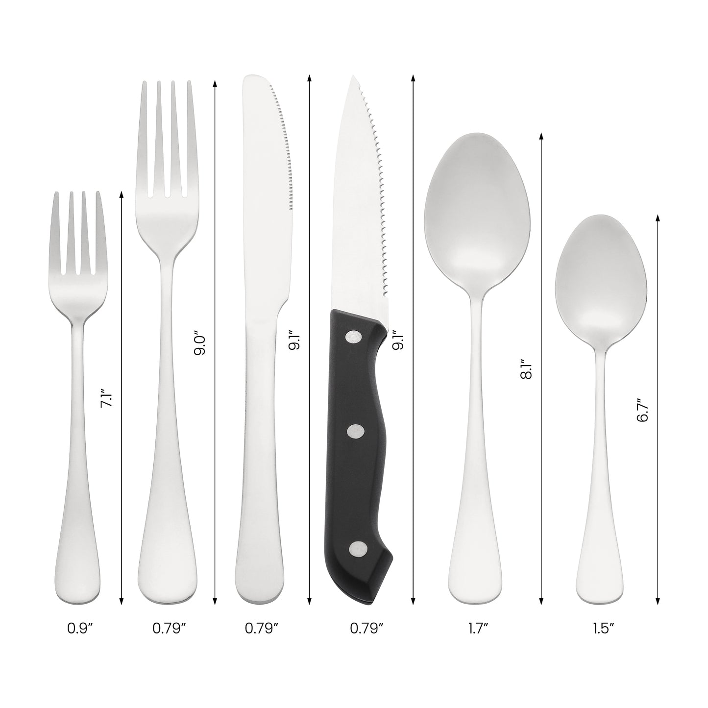 24 Pieces Stainless Steel Flatware Set with Knife, Serving Utensil Mirror Polished Silver