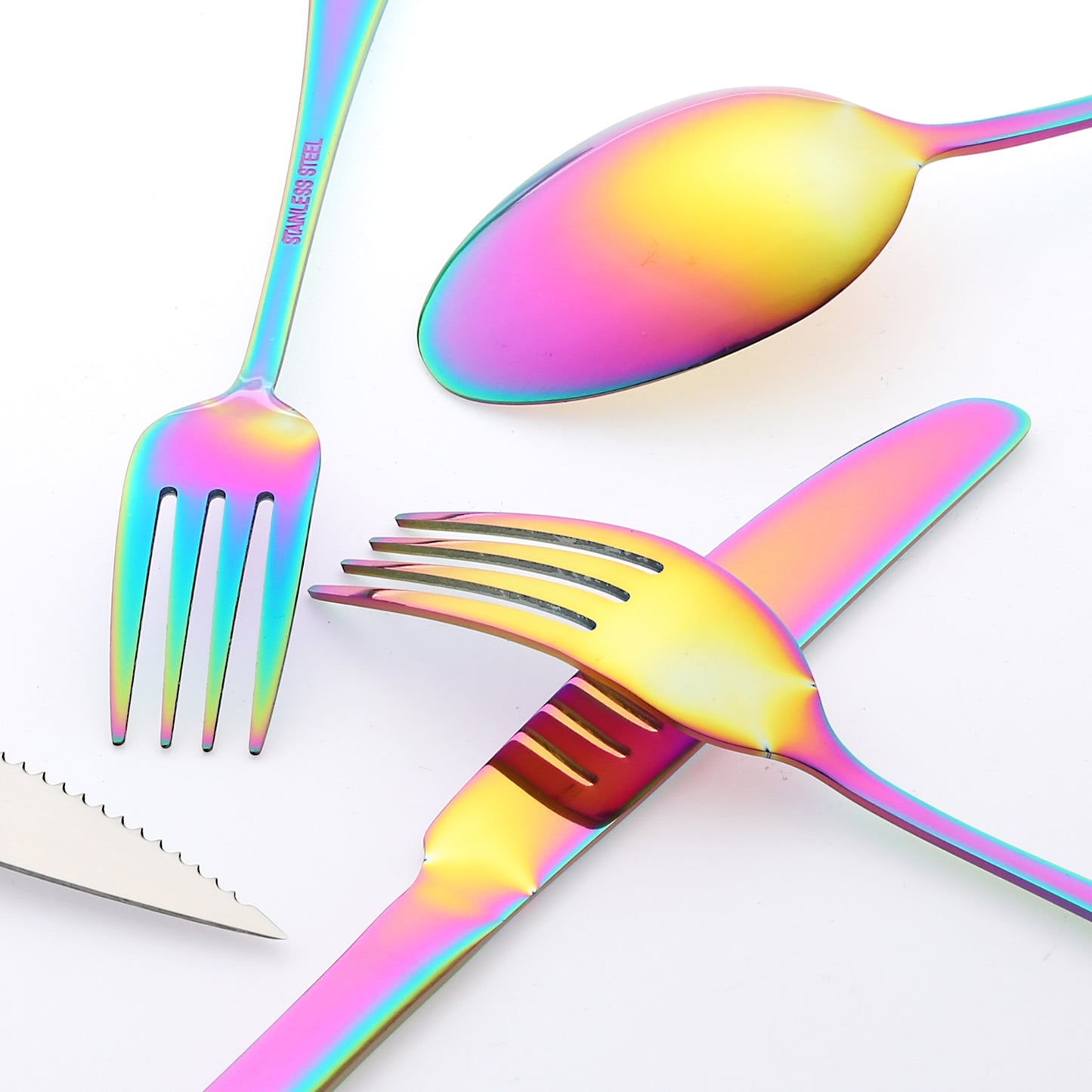 24 Pieces Stainless Steel Flatware Set with Knife, Serving Utensil Mirror Polished Silver