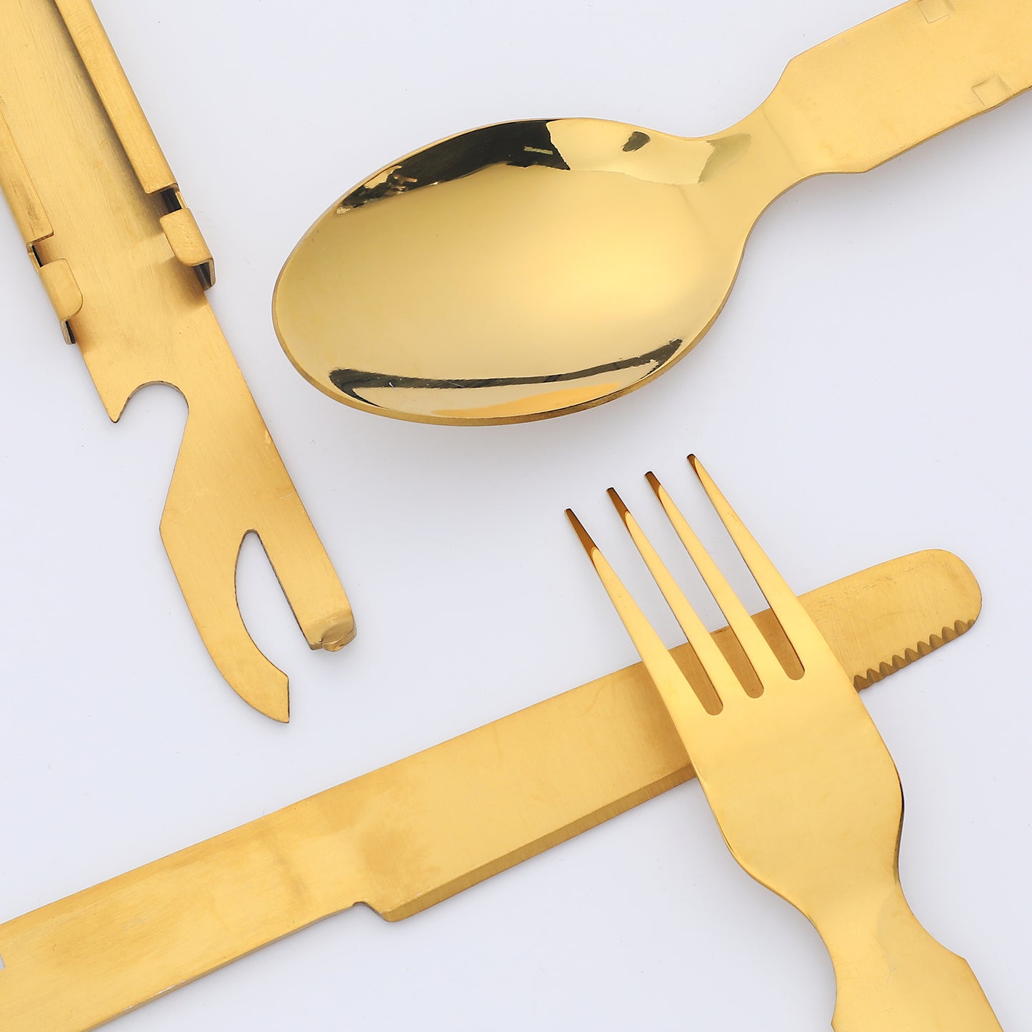 Juego de cubiertos de acero inoxidable de 4 piezas con cucharas y tenedores, juego de cubiertos